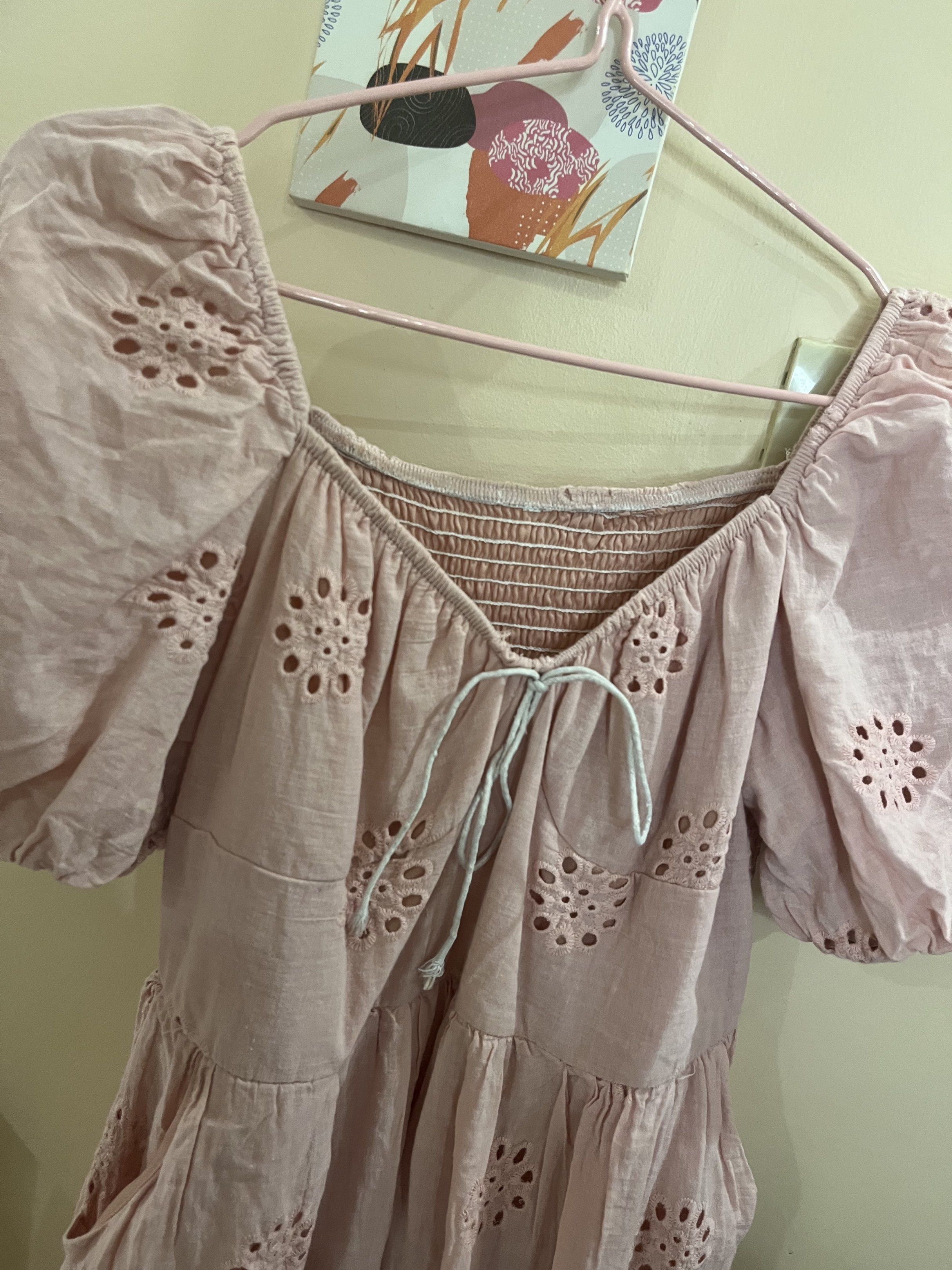 BKK Pink Eyelet Dress (Category: Dresses) located in Davao. Submitted by kddgh (Listing ID 1420915583, Image 3). Description: Super comfy With pockets Used a few times M-L.
