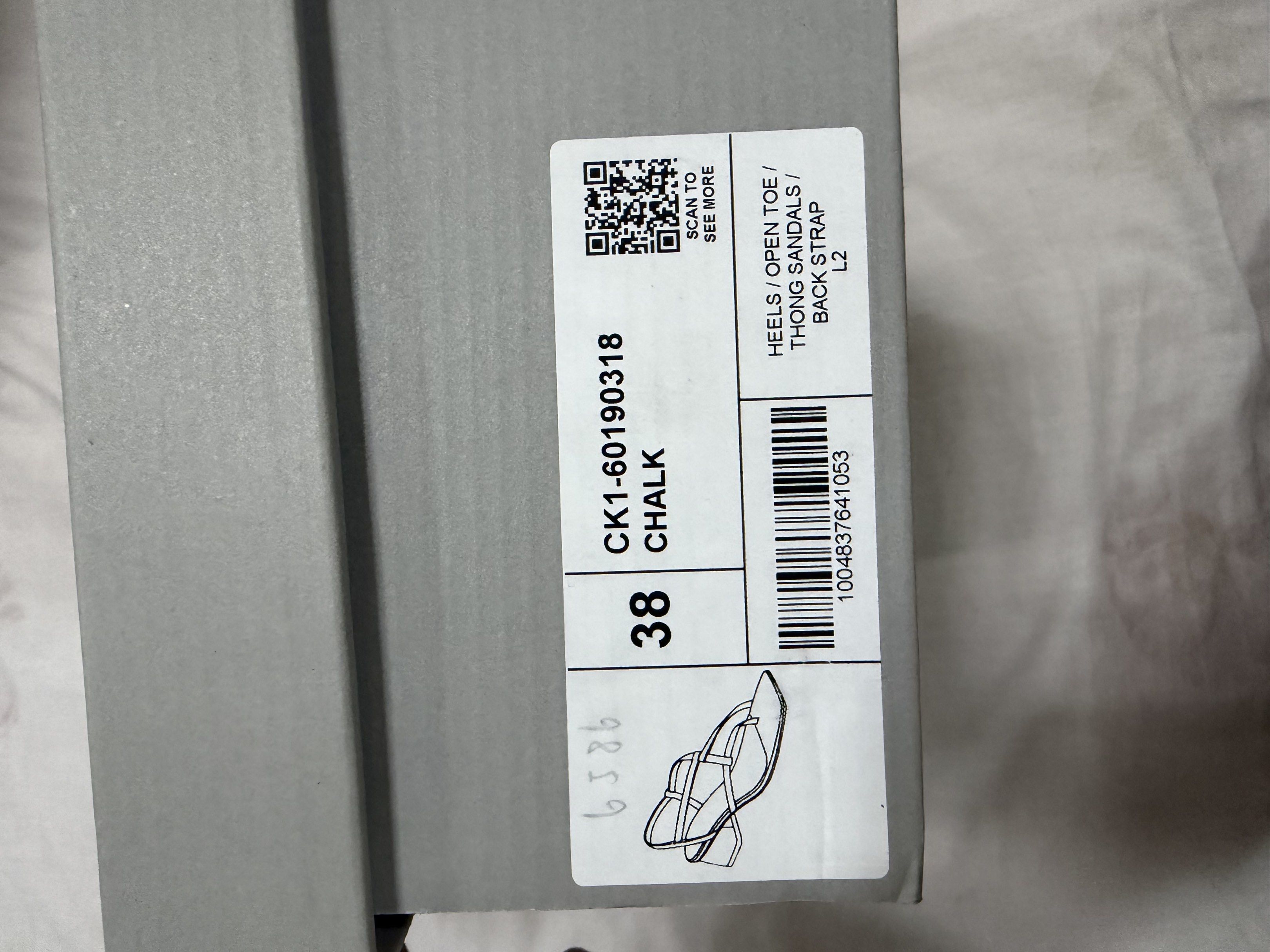 Charles & Keith Chalk Thong Sandals Size 38 (Category: Flats & Sandals) located in Quezon City. Submitted by chasy9 (Listing ID 1420871999, Image 3). Description: - Charles & Keith sandals - Chalk color - Thong sandal design - Size 38 - Block heel - Minimalist style - Comes with original box - Perfect for casual and dressy wear.