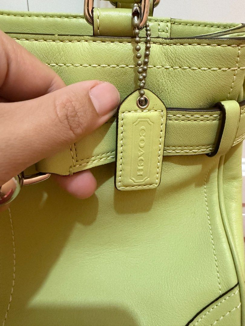 Coach Leather Handbag (Authentic) (Category: Luxury Bags & Wallets) located in Tagaytay City. Submitted by leylamm (Listing ID 1420850111, Image 2). Description: Authentic Coach handbag in a vibrant green color. Lightly used only. Bought from retail store, not outlet. Selling to support my rescued cats..