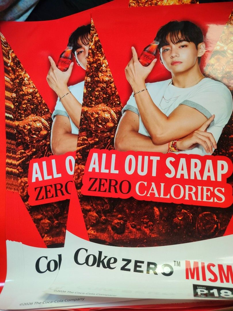 Coke Zero BTS V Poster (Category: K-Wave Merchandise) located in Marilao. Submitted by shanelle_nicola (Listing ID 1420838463, Image 1). Description: Official Coke Zero x BTS V poster. Not yet used for sari sari stores. Gcash payment only. Please add more for the poster tube..