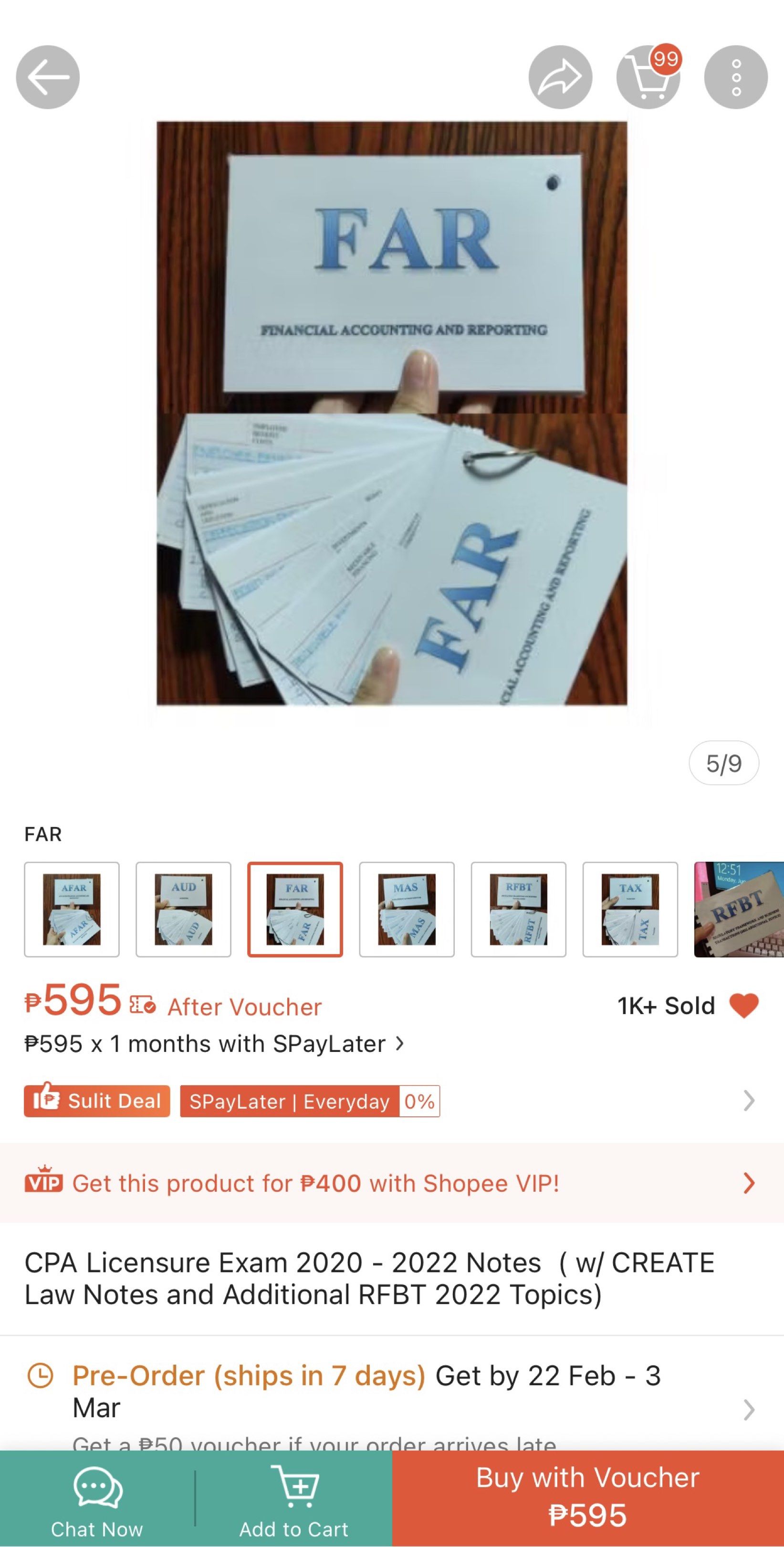 FAR Financial Accounting and Reporting Review Notes (Category: Textbooks) located in Malaybalay. Submitted by peachfinds (Listing ID 1420806199, Image 2). Description: wts / lfb 𓂋 Financial Accounting and Reporting (FAR) CPA Licensure Exam Notes ╰ P300 ╰ Bought from Orange App ╰ In very good condition ೃ Onhand and Ready to ship ೃ Can do reservation and Layaway ೃ. MOP – COD via J&T /Gcash / Maya / GoTyme / Lanbank ೃ MOD – J&T.