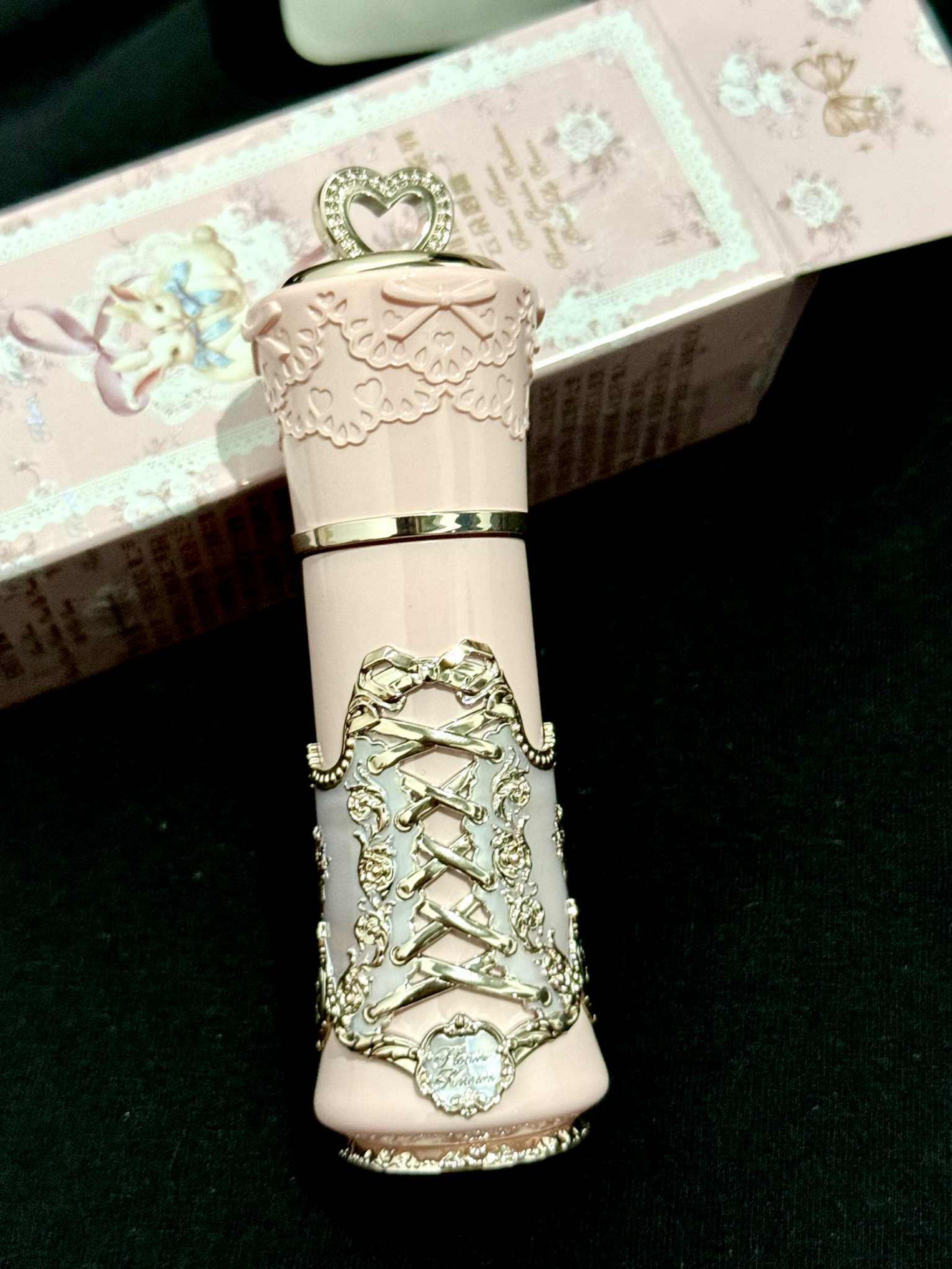 Flower knows Rabbit Design Lipstick (Category: Makeup) located in Manila. Submitted by n4thlie (Listing ID 1420858081, Image 1). Description: - Vintage lipstick with a rabbit motif. - Light pink packaging. - Intricate details and floral design. - Decorative tube with a heart-shaped top. - Perfect for collectors!.
