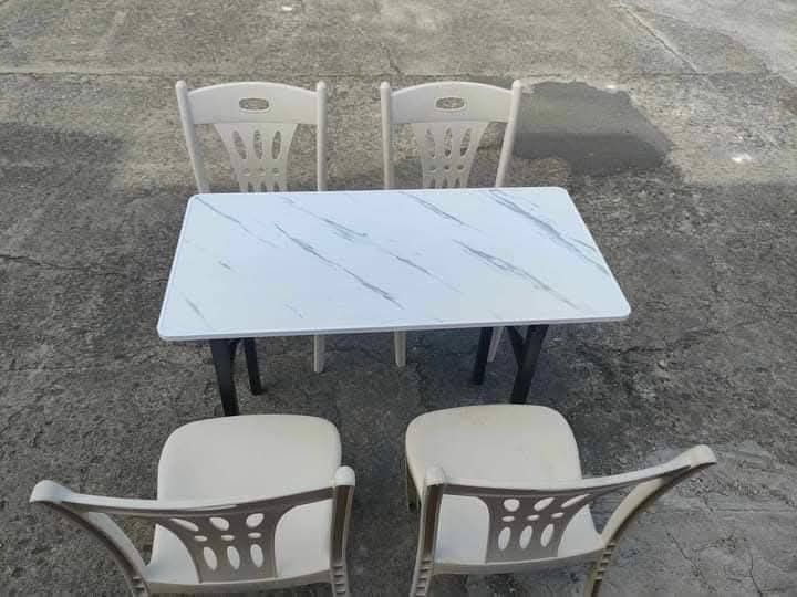 Folding Table with Chairs (Category: Tables & Sets) located in Manila. Submitted by redonline (Listing ID 1420796900, Image 3). Description: Dining Table Set ( 4 Seater) Table and 4 Chair Set ₱2700 Chair ₱400 Folding Table 120x60cm ₱1150 Chairs Size: 15x16.5x34 ON HAND BRAND NEW Mode of Payment: Gcash,COD Same day delivery + Delivery Fee PM for orders and inquiries .