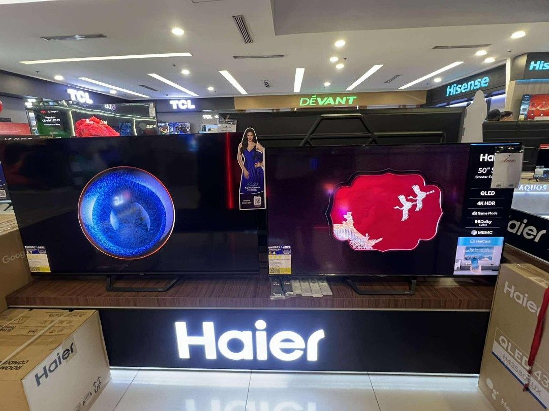 HAIER SMART TV (Category: TV) located in Manila. Submitted by chuck_claros (Listing ID 1420776971, Image 2). Description: HAIER SMART TV (4K UHD QLED GOOGLE TV) ☑️BRAND NEW FACTORY SEALED UNIT WITH OFFICIAL SALES INVOICE AND WARRANTY ◽(QLED GOOGLE TV 120 HZ) REMOTE ASSISTANCE VOICE COMMAND 43 inch - H43S80EUX - 17,790 50 inch - H50S80EUX - 20,990 55 inch - h55S80EUX - 22,990 65 inch - H65S80EUX - 31,990 ◽(QLED GOOGLE TV 120 HZ) W/ WALL BRACKET HA
