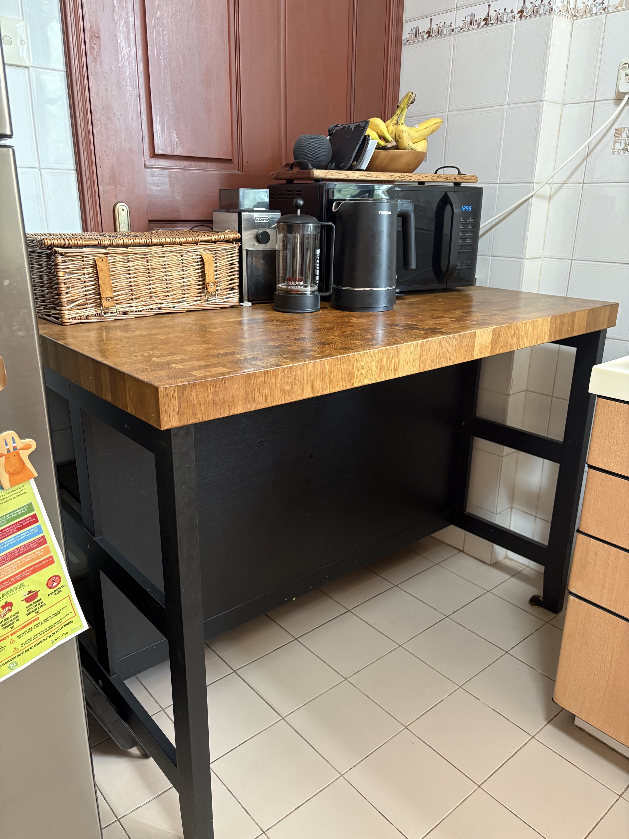 IKEA VADHOLMA Kitchen Island - Black/Oak, Furniture & Home Living ...