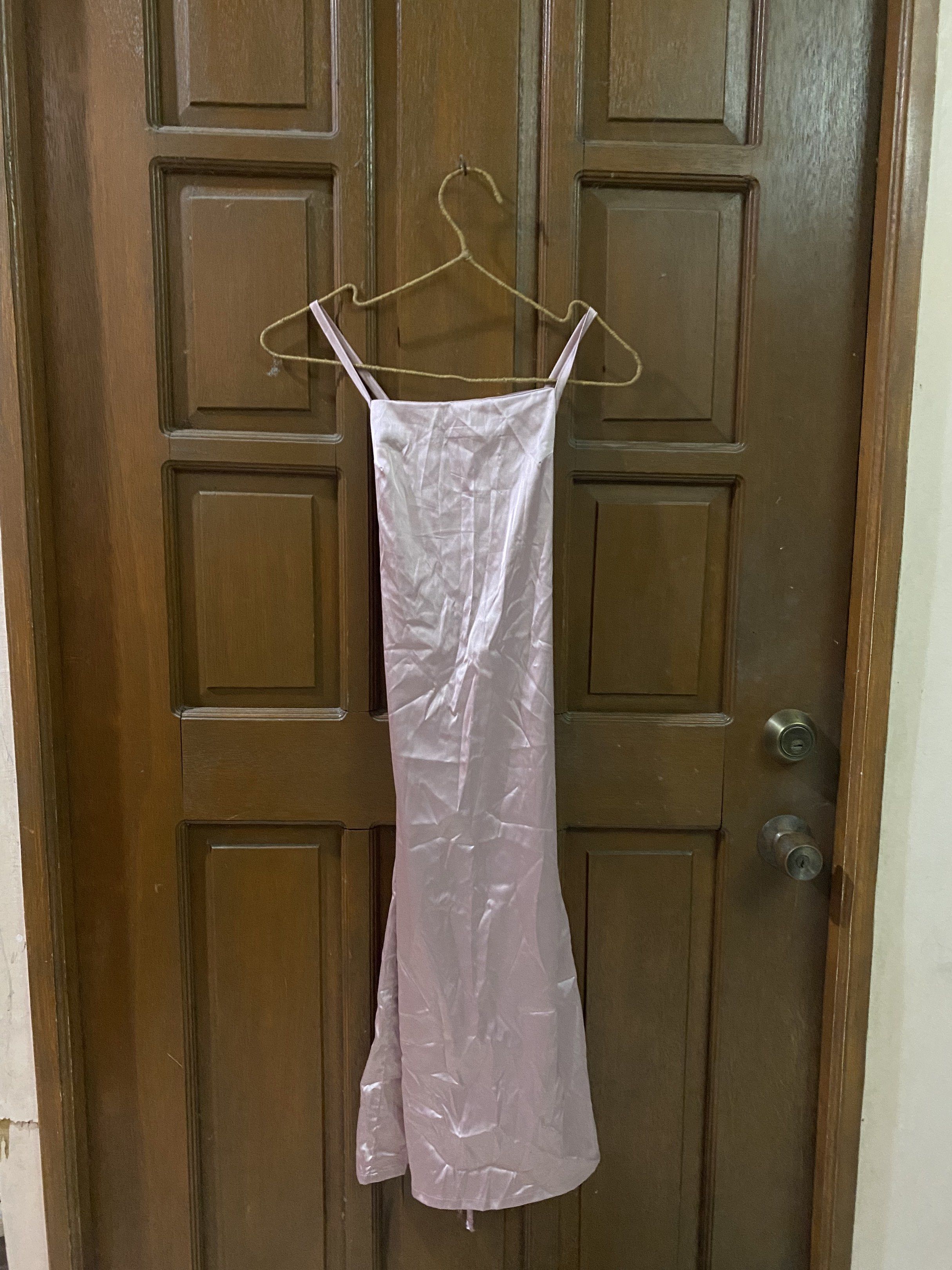 Just G Satin Dress (Category: Dresses) located in Las Pinas. Submitted by jujurafa (Listing ID 1420769088, Image 1). Description: - Just G satin dress - Halter neck design - Low back - Flowing silhouette - Soft light pink color - Size: XXS - Perfect for special occasions or a night out.