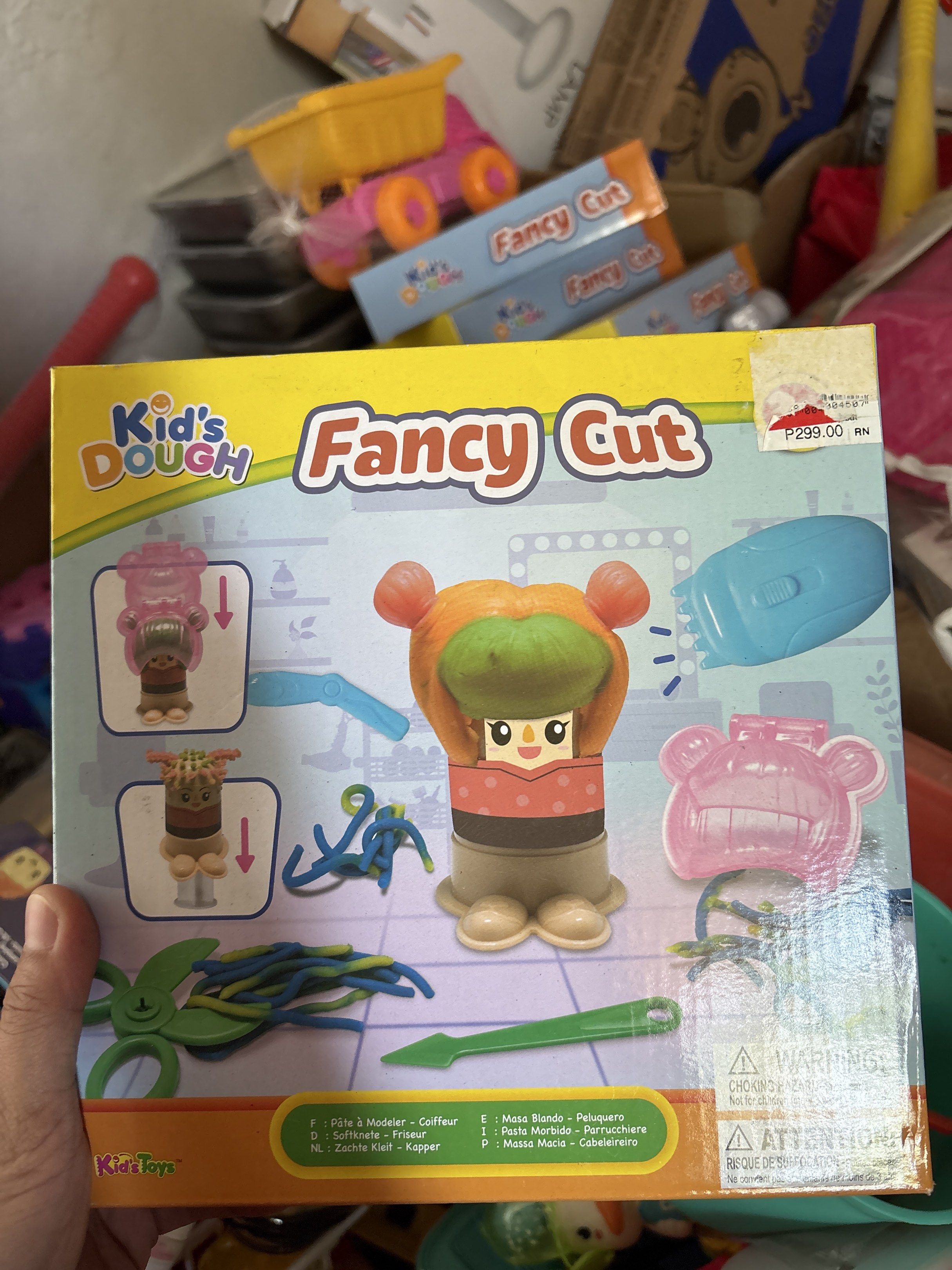 Kid's Dough Fancy Cut Play Set (Category: Kids Toys) located in Tarlac. Submitted by dgdgc (Listing ID 1420833316, Image 1). Description: - Kid's Dough Fancy Cut Set - Includes play dough and fun tools - Features character mold and scissors - Recommended for ages 3+ - Original price: ₱299.90.