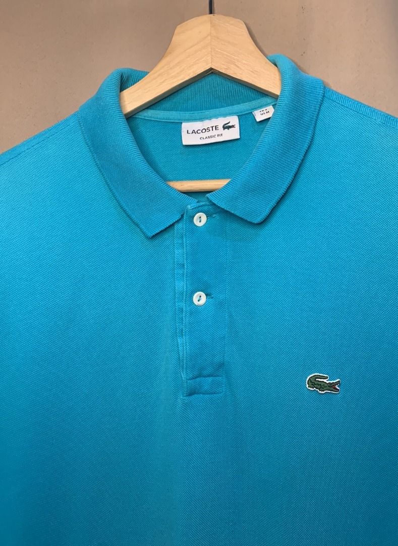 Lacoste Classic Fit Polo Shirt (Category: Tshirts & Polo Shirts ) located in Davao. Submitted by reclaimed_ph (Listing ID 1420889232, Image 3). Description: - Teal blue - 20.5 x 28 - 9 color rate - Very good condition - issue: stain .