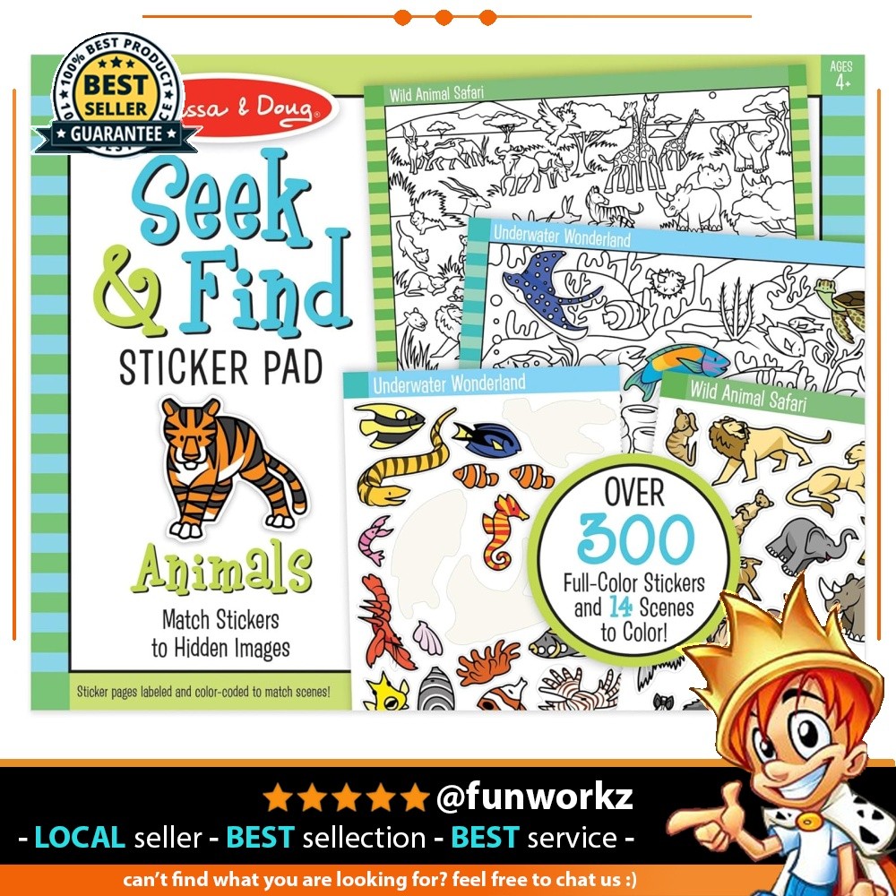 Melissa & Doug Seek and Find Sticker Pad, Animals (400+ Stickers, 14 ...