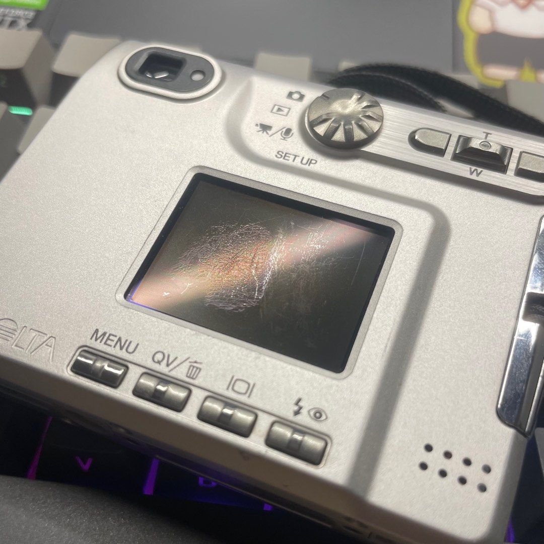 minolta dimage xt (rare) (Category: Cameras) located in Manila. Submitted by dykeves (Listing ID 1420799282, Image 3). Description: rfs: switching minolta units 3.2 megapixels 3x optical zoom 2mb storage in sd card has viewfinder, can take videos details: body condition 8.5/10 has minimal scratches on body and lcd (see photo in listing) and signs of use but has no functional issues inclusions: • unit itself • sd card (2mb) • battery and charger p