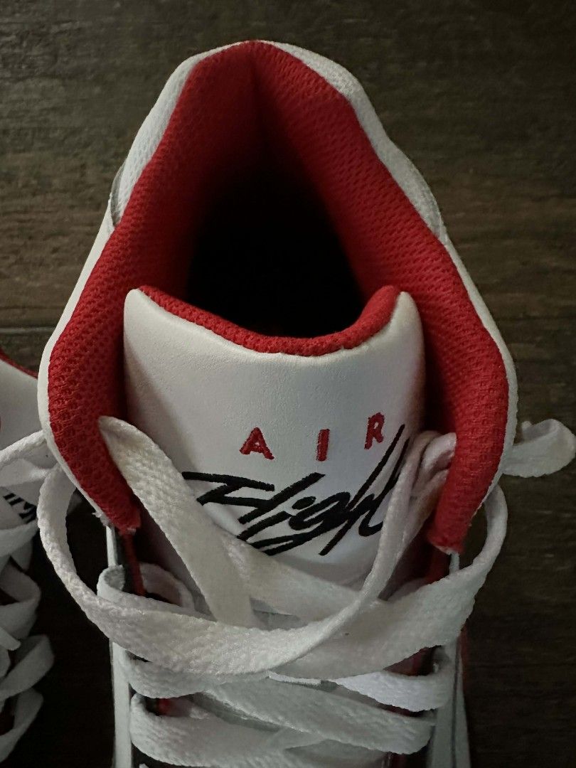 Nike Air Flight 89 White Red Sneakers (Category: Sneakers) located in Baguio. Submitted by miraclul7 (Listing ID 1420787849, Image 3). Description: - Brand New straight from USA - Nike Air Flight 89 - White and red colorway - US size 9.5 - Features Nike logo on heel - Red inner lining - Air Flight logo on tongue.