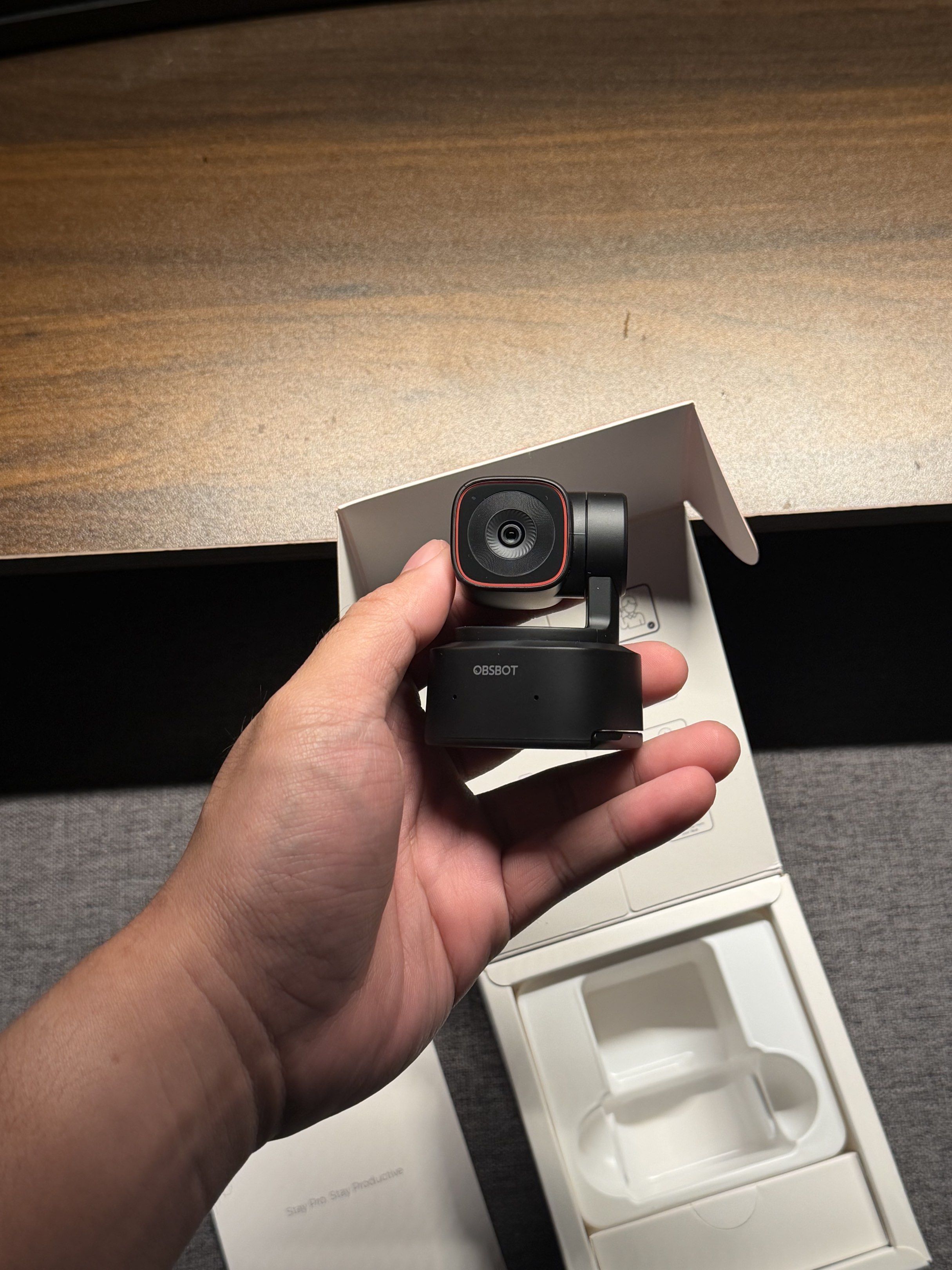 OBSBOT Tiny 2 Lite 4K Webcam (Category: Webcams) located in Bacolod City. Submitted by BWMCAROUSEL (Listing ID 1420841450, Image 3). Description: - OBSBOT Tiny 2 Lite 4K Webcam - Color: Black with red lens accent - Includes original box - Includes original documentation - Supports 4K resolution Just opened for unboxing.
