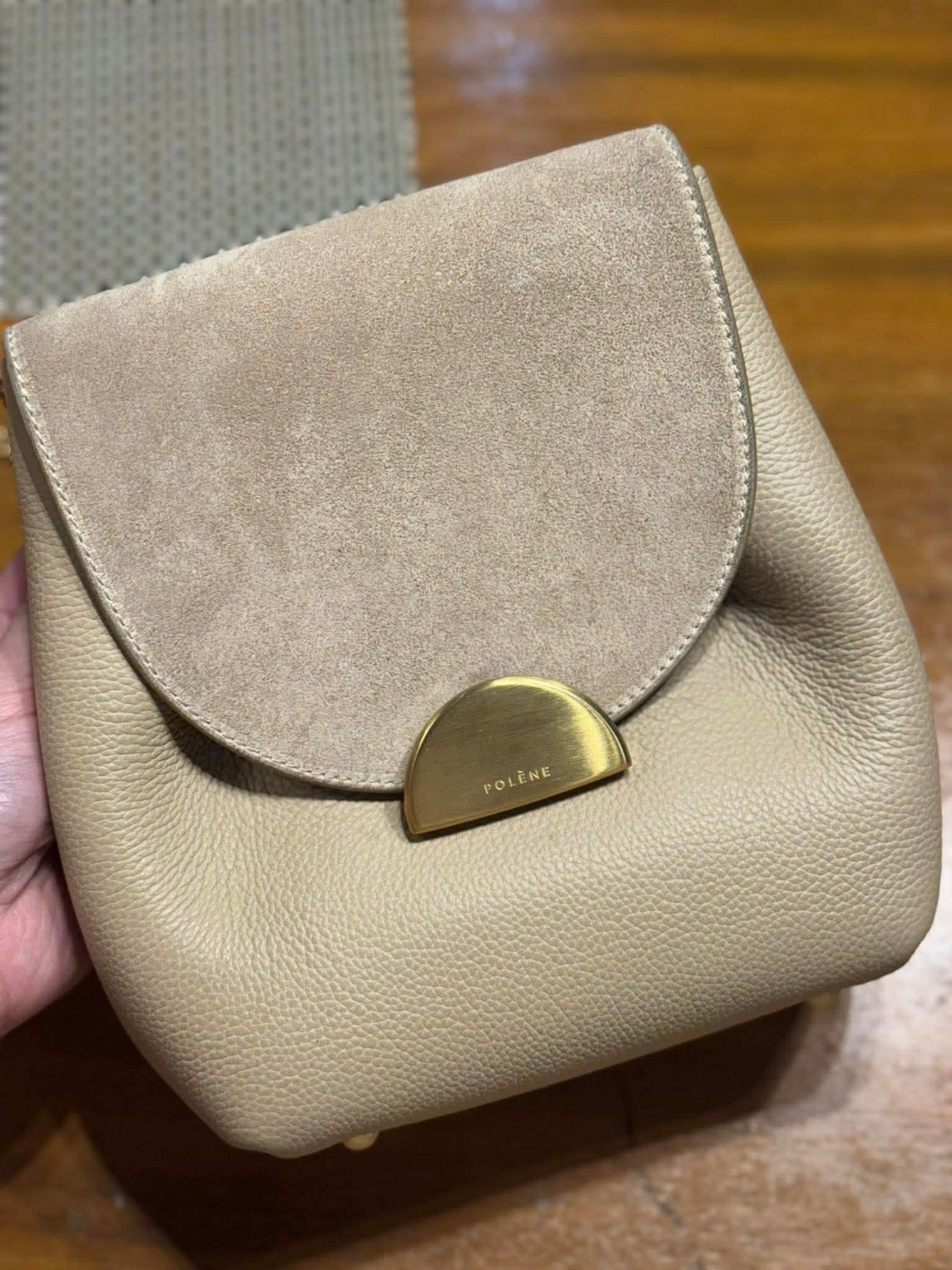 Polène Numéro Sept Bag (Category: Luxury Bags & Wallets) located in Batangas. Submitted by mjdel (Listing ID 1420835490, Image 1). Description: - Polène Numéro Sept bag - Neutral beige color - Stylish flap closure with gold-tone clasp - Luxurious suede top flap - Elegant chain strap - Textured leather exterior - Spacious interior - Convenient back pocket.