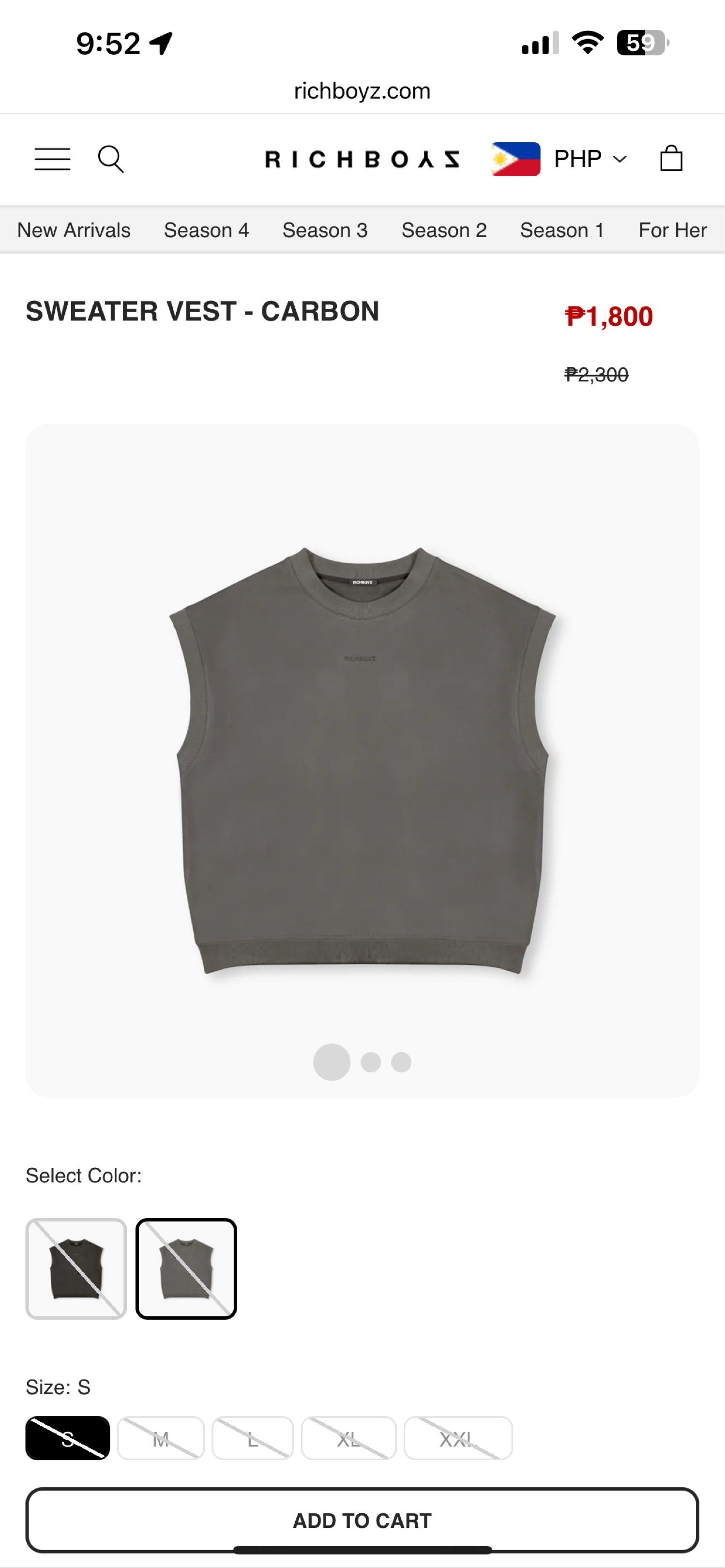 Richboyz Sweater Vest - Carbon (Category: Vests) located in Pasig City. Submitted by cleavy (Listing ID 1420760213, Image 1). Description: Richboyz Sweater Vest - Carbon Medium on tag Can pass bnew.