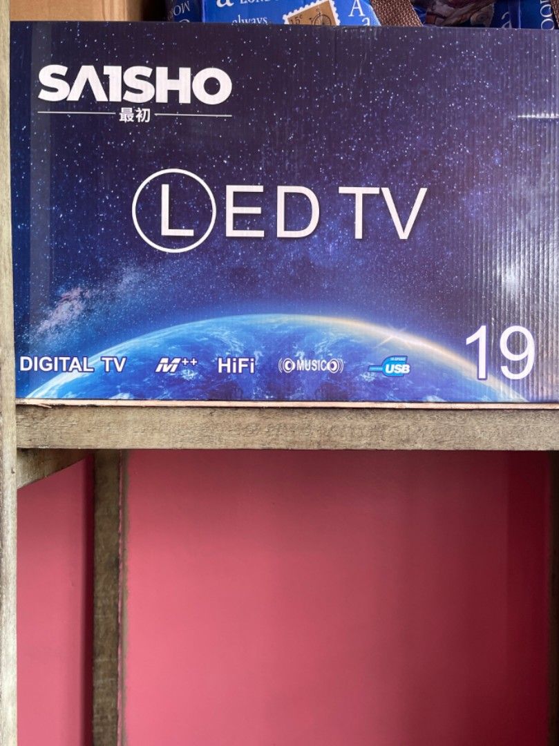 Saisho 19-inch LED TV (Category: TV) located in Manila. Submitted by edensy (Listing ID 1420758821, Image 2). Description: - Saisho 19-inch LED TV - Digital TV ready - HiFi audio - USB connectivity.