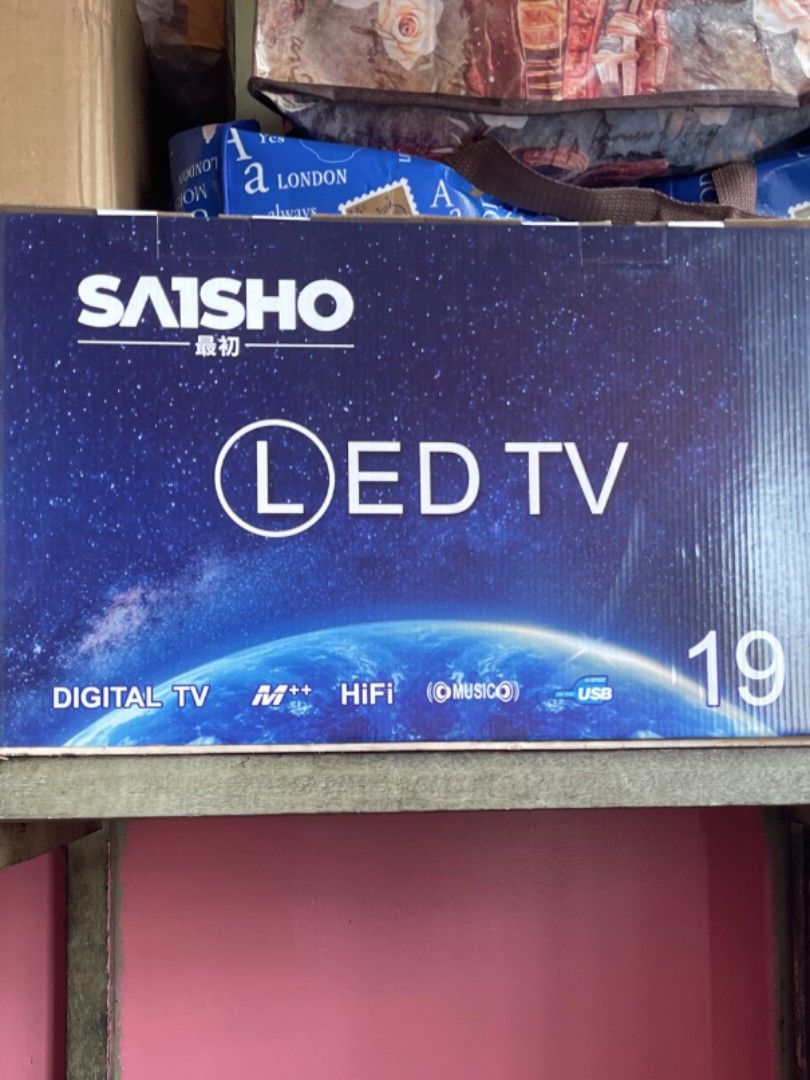 Saisho 19-inch LED TV (Category: TV) located in Manila. Submitted by edensy (Listing ID 1420758821, Image 1). Description: - Saisho 19-inch LED TV - Digital TV ready - HiFi audio - USB connectivity.