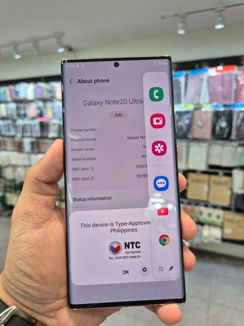 Samsung Note 20 Ultra 5G (Category: Samsung) located in Manila. Submitted by josue06 (Listing ID 1420767839, Image 3). Description: Good as new unit Smooth performance Great Camera (good for photography) 100% Original all parts With store warranty with freebies Open for: walk in store transactions COD same day delivery with shipping fee COP/COD via LBC Nationwide Lalamove pick up ( payment first) .