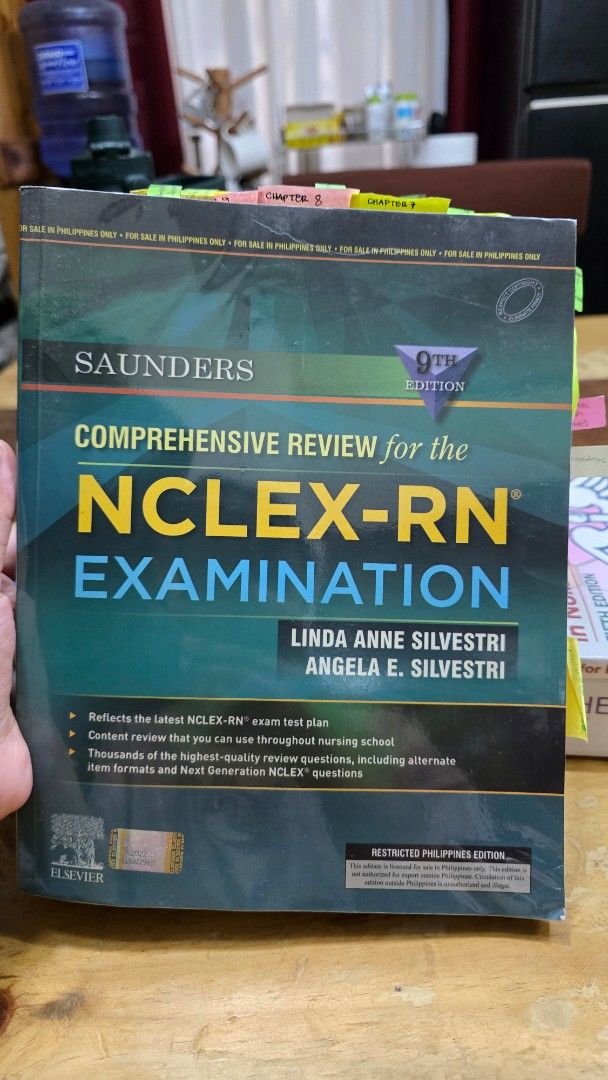 Saunders Comprehensive Review for the NCLEX-RN Examination (Category: Medical Supplies & Tools) located in Caloocan City. Submitted by calapealey00940 (Listing ID 1420784716, Image 2). Description: Comprehensive Review for the NCLEX-RN Examination by Saunders. 9th edition. Includes practice questions and alternate item formats. The book has several sticky notes and tabs but I can remove it prior to shipping. Also available: Drug Handbook 2021, He