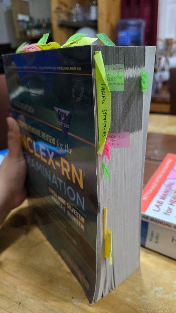 Saunders Comprehensive Review for the NCLEX-RN Examination (Category: Medical Supplies & Tools) located in Caloocan City. Submitted by calapealey00940 (Listing ID 1420784716, Image 1). Description: Comprehensive Review for the NCLEX-RN Examination by Saunders. 9th edition. Includes practice questions and alternate item formats. The book has several sticky notes and tabs but I can remove it prior to shipping. Also available: Drug Handbook 2021, He