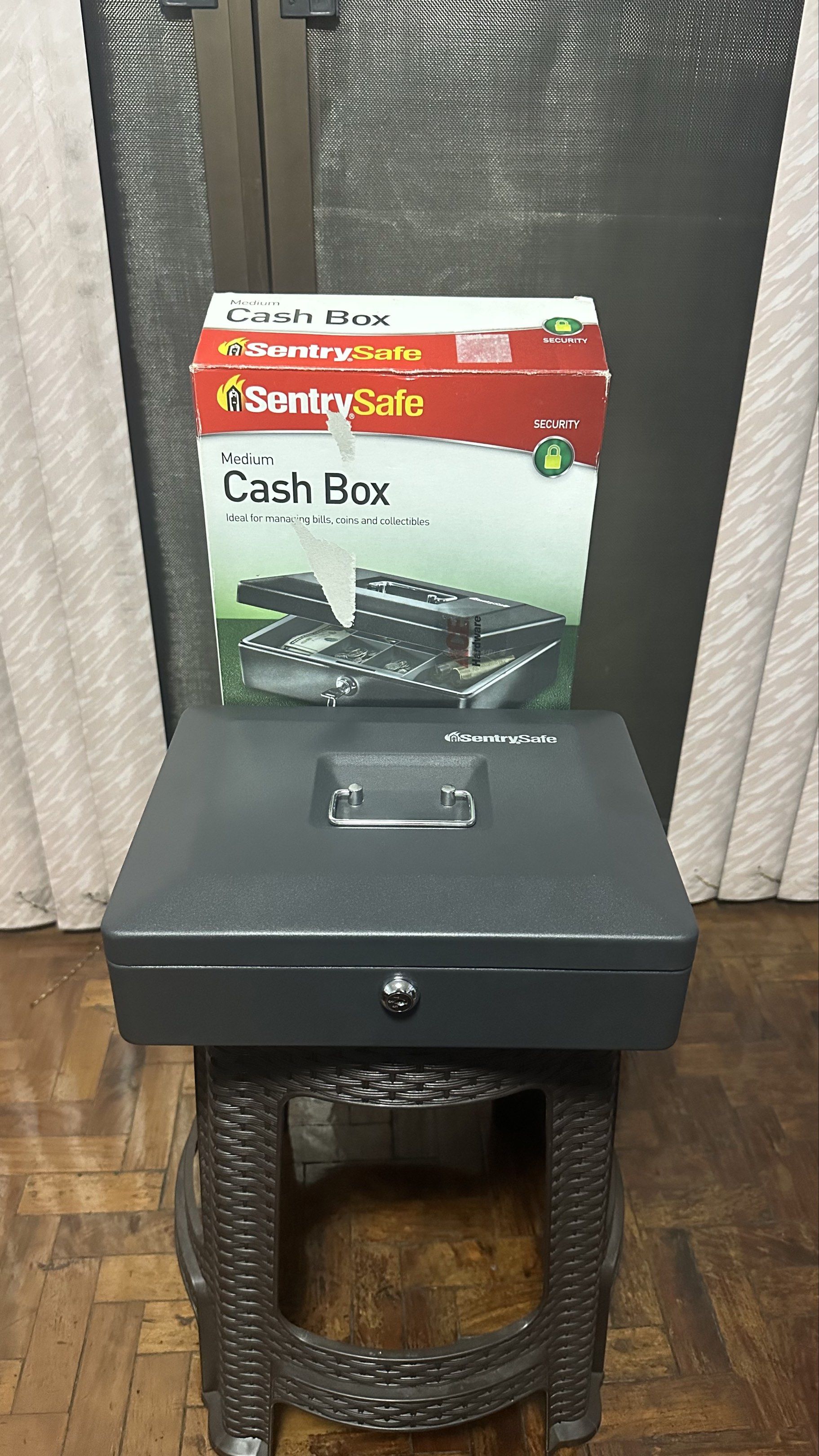 SentrySafe Medium Cash Box (Category: Safe) located in Manila. Submitted by jenix05 (Listing ID 1420854236, Image 2). Description: SentrySafe Medium Cash Box Brandnew Never been used Open box to check the item only Ideal for managing bills, coins, and collectibles The box is black and includes a key lock for security The original box and plastic is included.