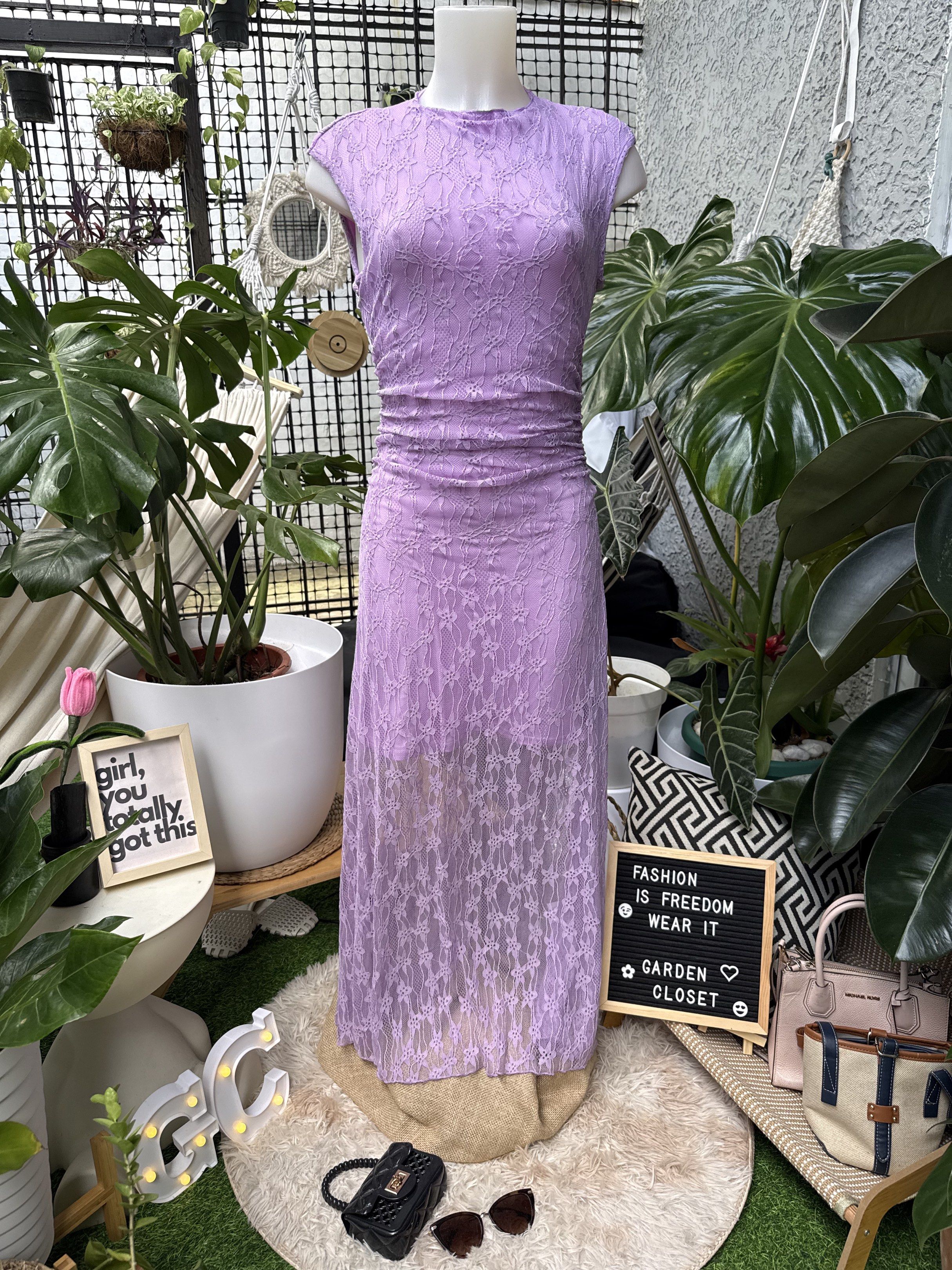 Shein Lavender Lace Dress (Category: Dresses) located in Manila. Submitted by rewardyourself (Listing ID 1420842930, Image 1). Description: Shein Lavender Lace Long Dress Soft stretchable comfy fabric Size: XS to Small .
