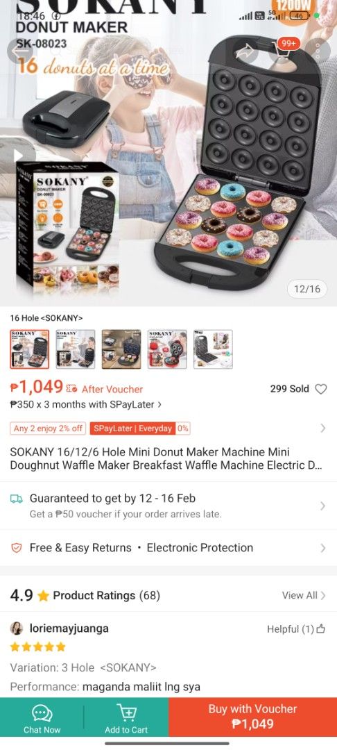 SOKANY 16 Hole Mini Donut Maker SK-08023 (Category: Other Kitchen Appliances) located in Manila. Submitted by cadetnaga279685 (Listing ID 1420856110, Image 1). Description: - SOKANY Mini Donut Maker - Makes 16 mini donuts at once - Perfect for quick breakfasts and snacks - Easy to use - Compact and easy to store -Pwede pang business mini donuts.