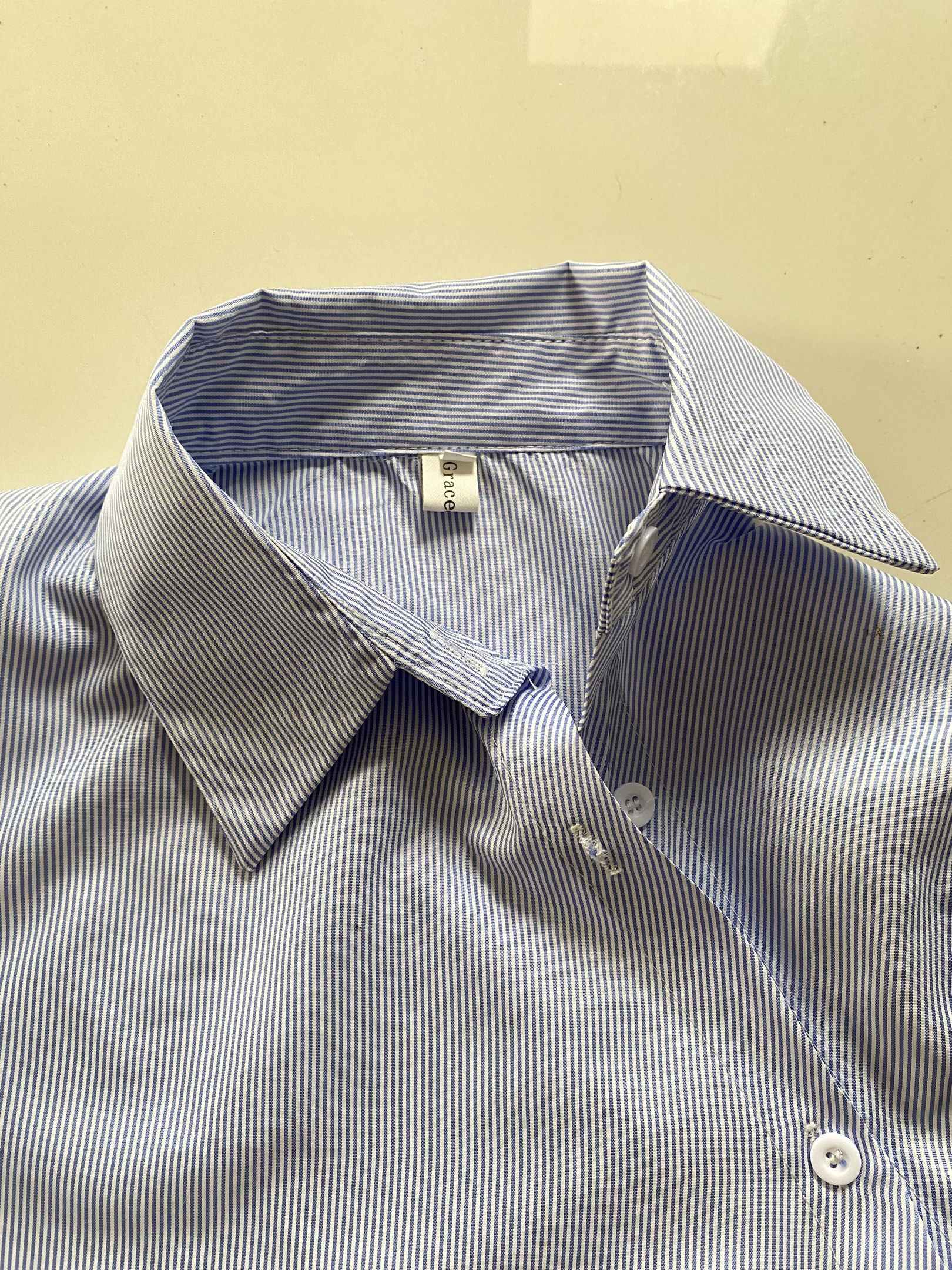 Striped Button-Down Shirt (Category: Shirts) located in Valenzuela. Submitted by mikaaaami (Listing ID 1420796222, Image 3). Description: ☆ Very cute! ☆ Never been used ☆ Office attire .
