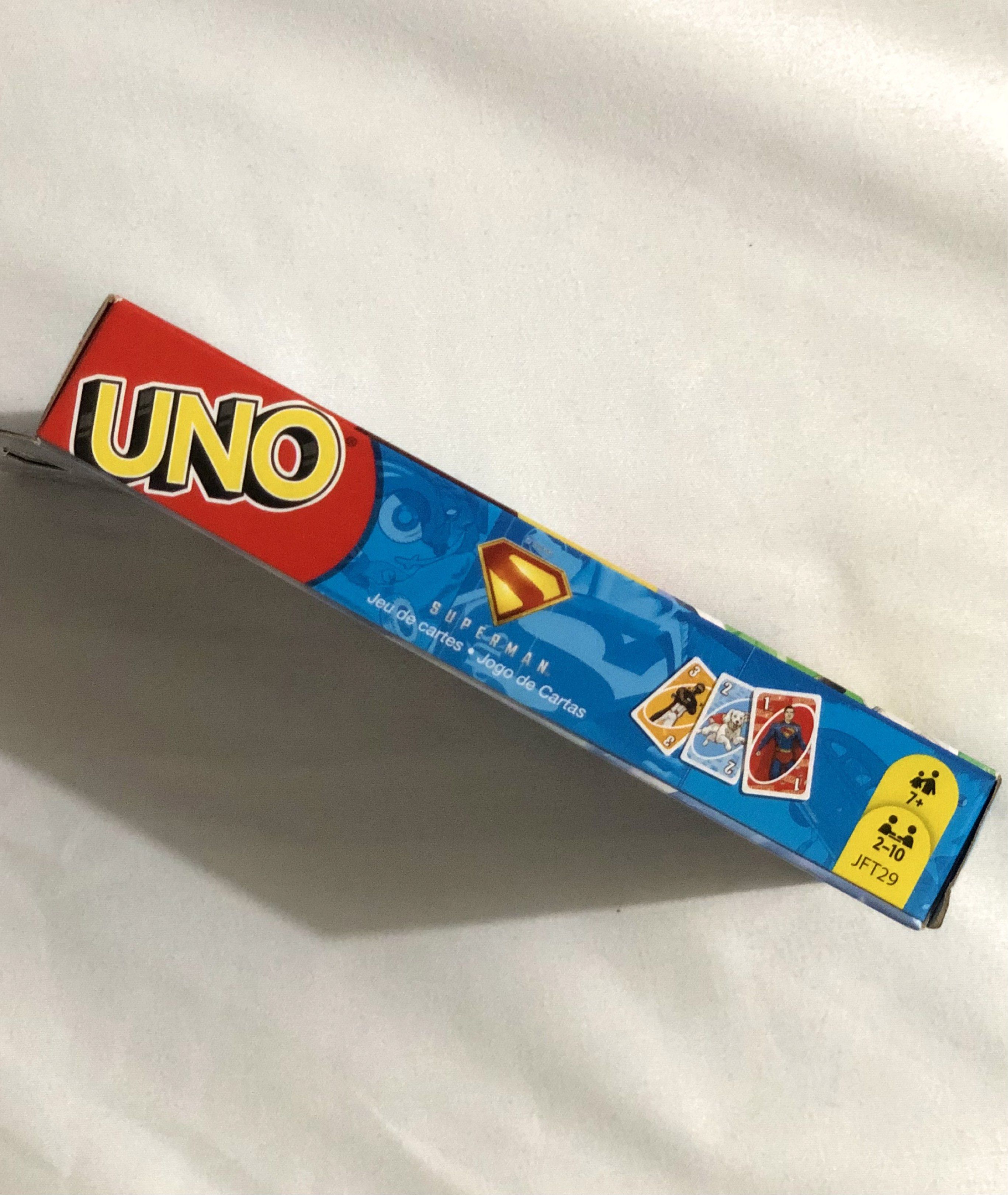 Superman Uno Card - Mattel Games (Category: Raw Singles) located in Pasig City. Submitted by shelovedd_ (Listing ID 1420863511, Image 3). Description: Superman Uno Card Brand New 🚫 Strictly no return, no refund 📍 Meetup: Pasig PLDT Rotonda / Pasig Jollibee Rotonda 🚚 Lalamove/J&T (buyer should shoulder the delivery fee).