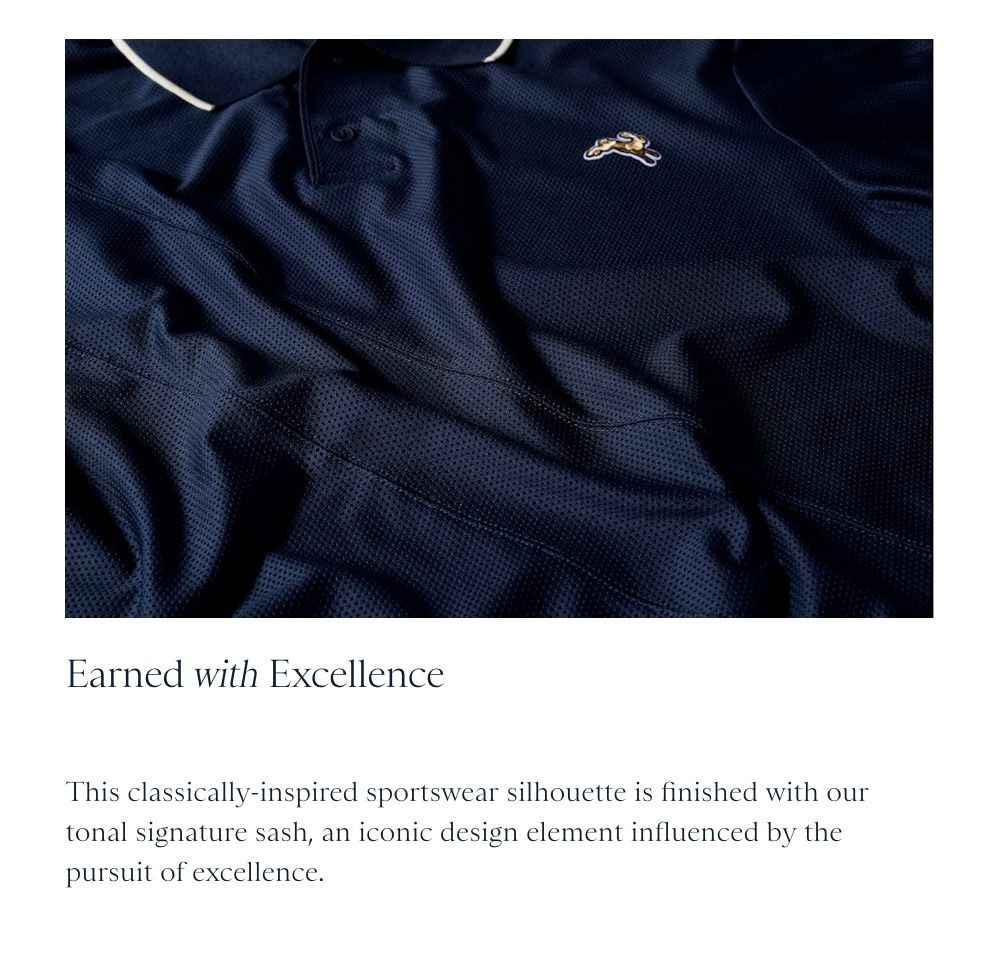 Tracksmith Van Cortland Polo - Ivory/Navy (Category: Activewear) located in Makati City. Submitted by raceday.rdy (Listing ID 1420905185, Image 3). Description: Tracksmith's lightweight antimicrobial, moisture-wicking 2:09 mesh in a polo shirt silhouette featuring their signature sash Large, measures W: 21.5" x L: 28" Used, in great condition Color: Ivory/Navy.