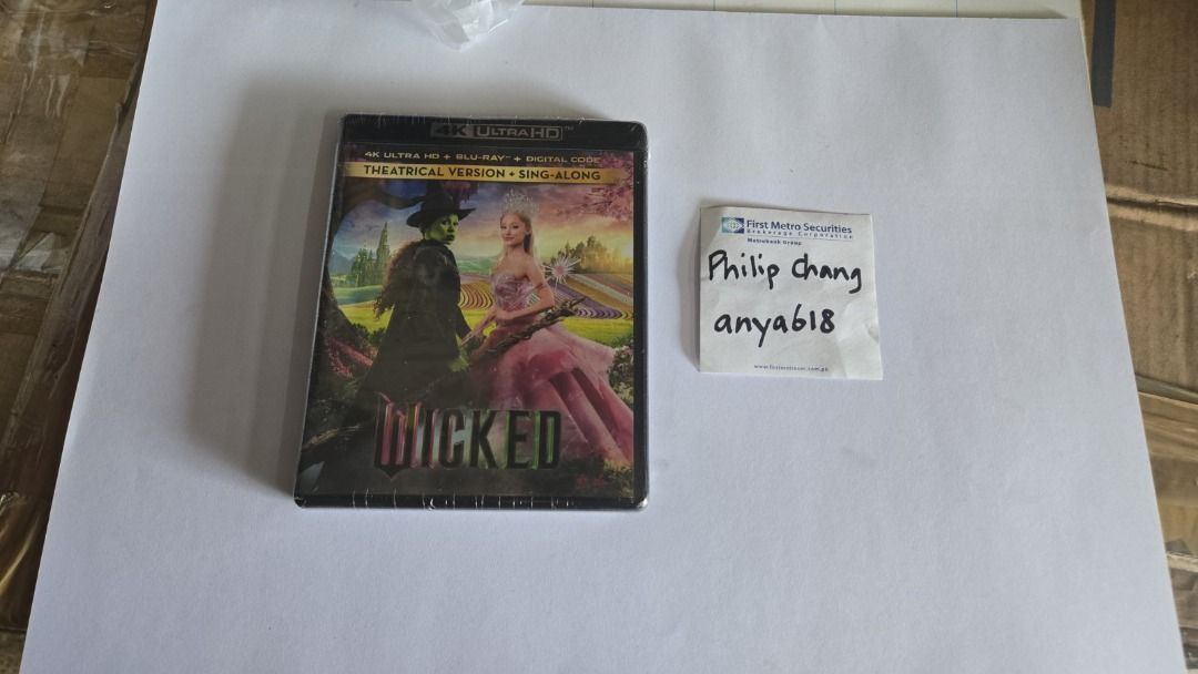 Wicked (4K Ultra HD + Blu-ray + Digital 4K) (Category: CDs & DVDs) located in Pasay City. Submitted by anya618 (Listing ID 1420802440, Image 1). Description: FOR SALE ONLY NO SWAP brand new sealed ORIGINAL from US can ship thru lalamove at buyer's expense i ONLY accept gcash, metrobank and bpi payments PAYMENT UPON PICKUP ONLY (NO COD) posted at carousel and f-b marketplace.