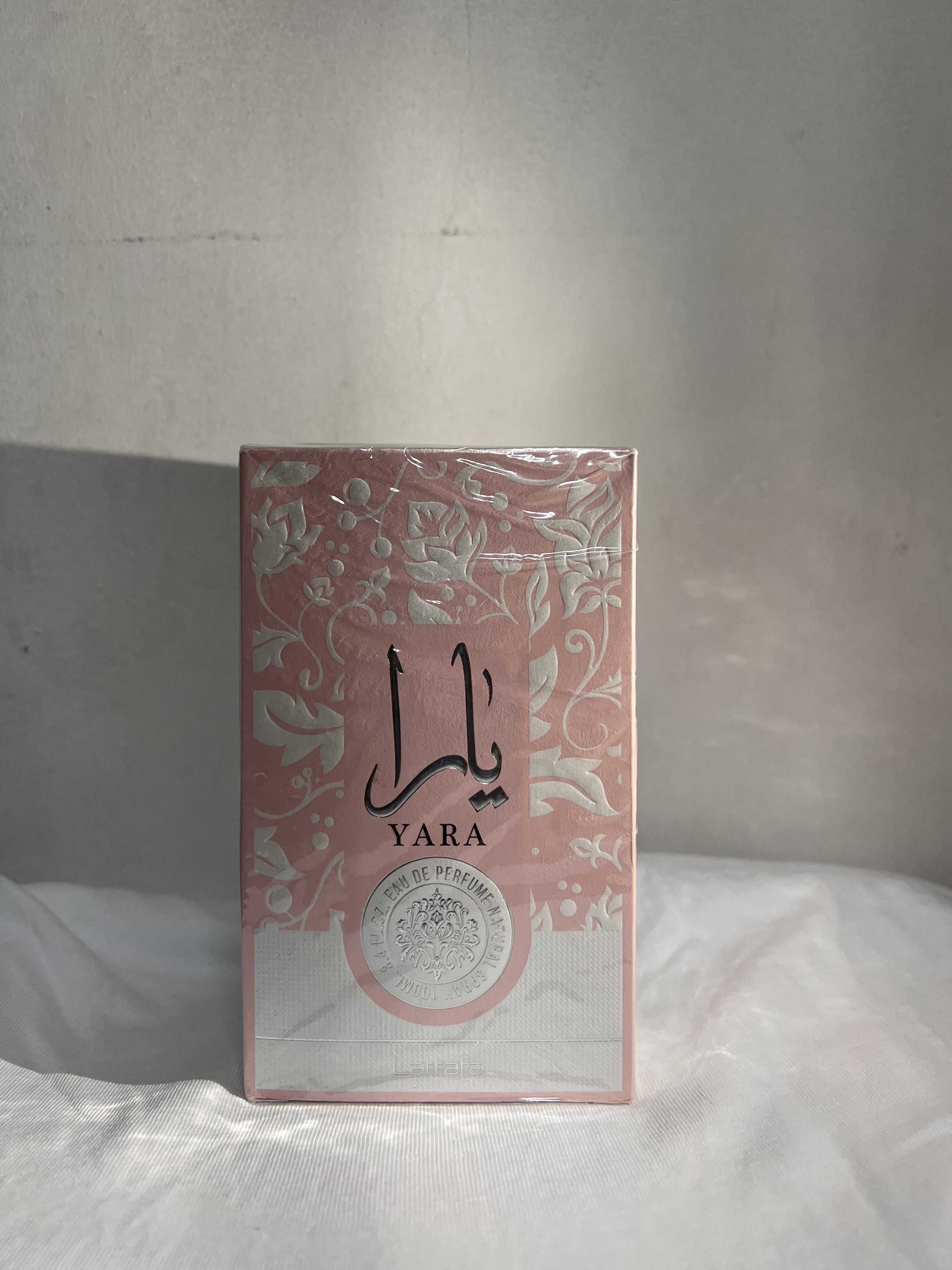 Yara Perfume by Lattafa (Category: Fragrance & Deodorants) located in Manila. Submitted by jeud_8 (Listing ID 1420932626, Image 1). Description: - Brand new, sealed box of Yara perfume by Lattafa. - Features a pink and silver box with elegant Arabic script. - Authentic product, made in the U.A.E. - Expiration date: July 2030. - For external use only..