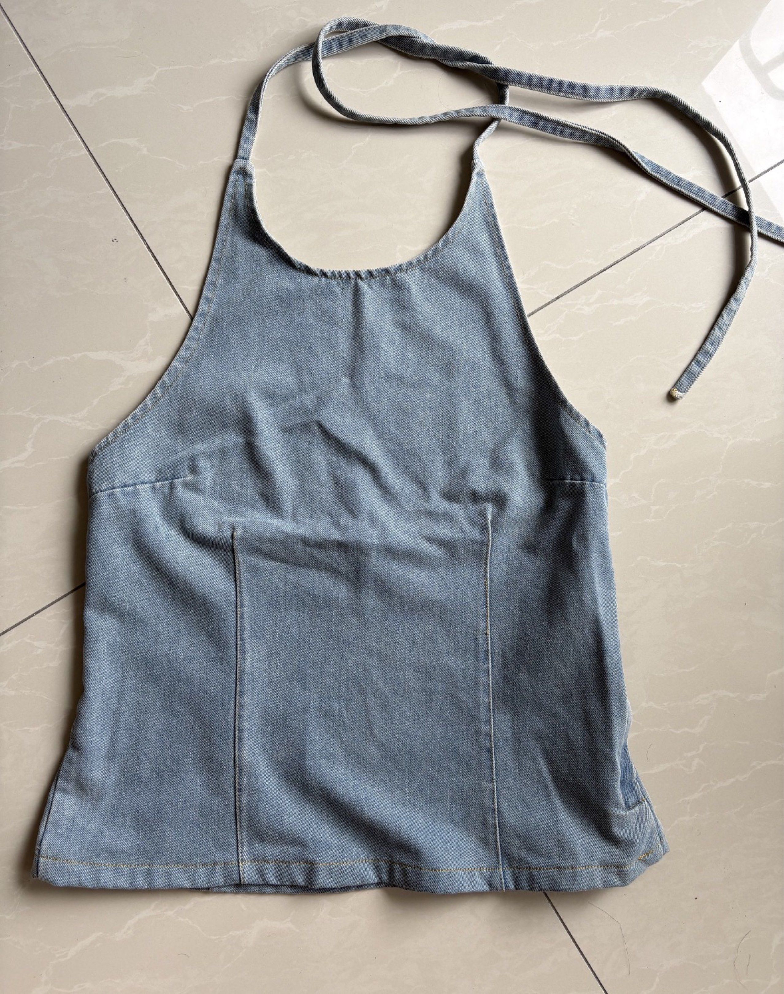 zara denim halter and skirt set (Category: Sets or Coordinates) located in Cebu City. Submitted by letsdeeeeclutter (Listing ID 1420764143, Image 2). Description: - sold as set - top no brand, fits small frame only - skirt from zara, size M .