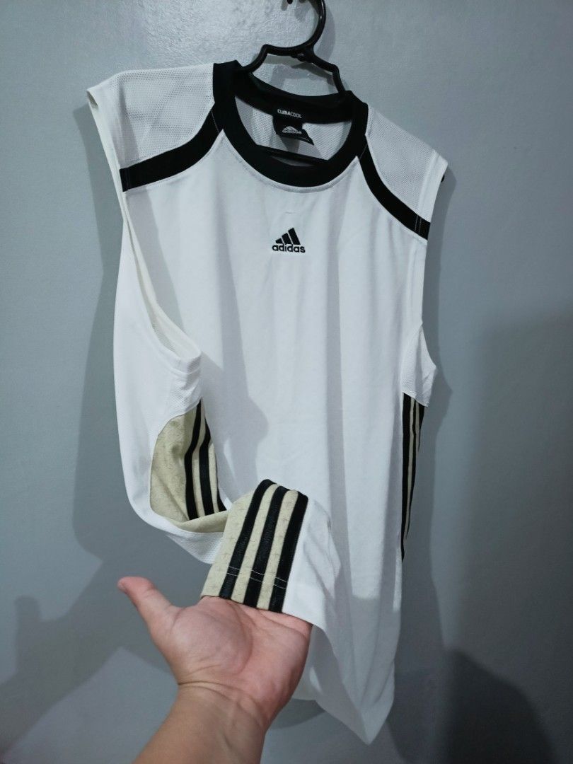 Adidas ClimaCool Sleeveless Shirt (Category: Activewear) located in Rosales. Submitted by brandeduseditems (Listing ID 1421041141, Image 2). Description: Adidas Climacool Sleeve Less White/Black Genuine 100% 2XL In good condition. .