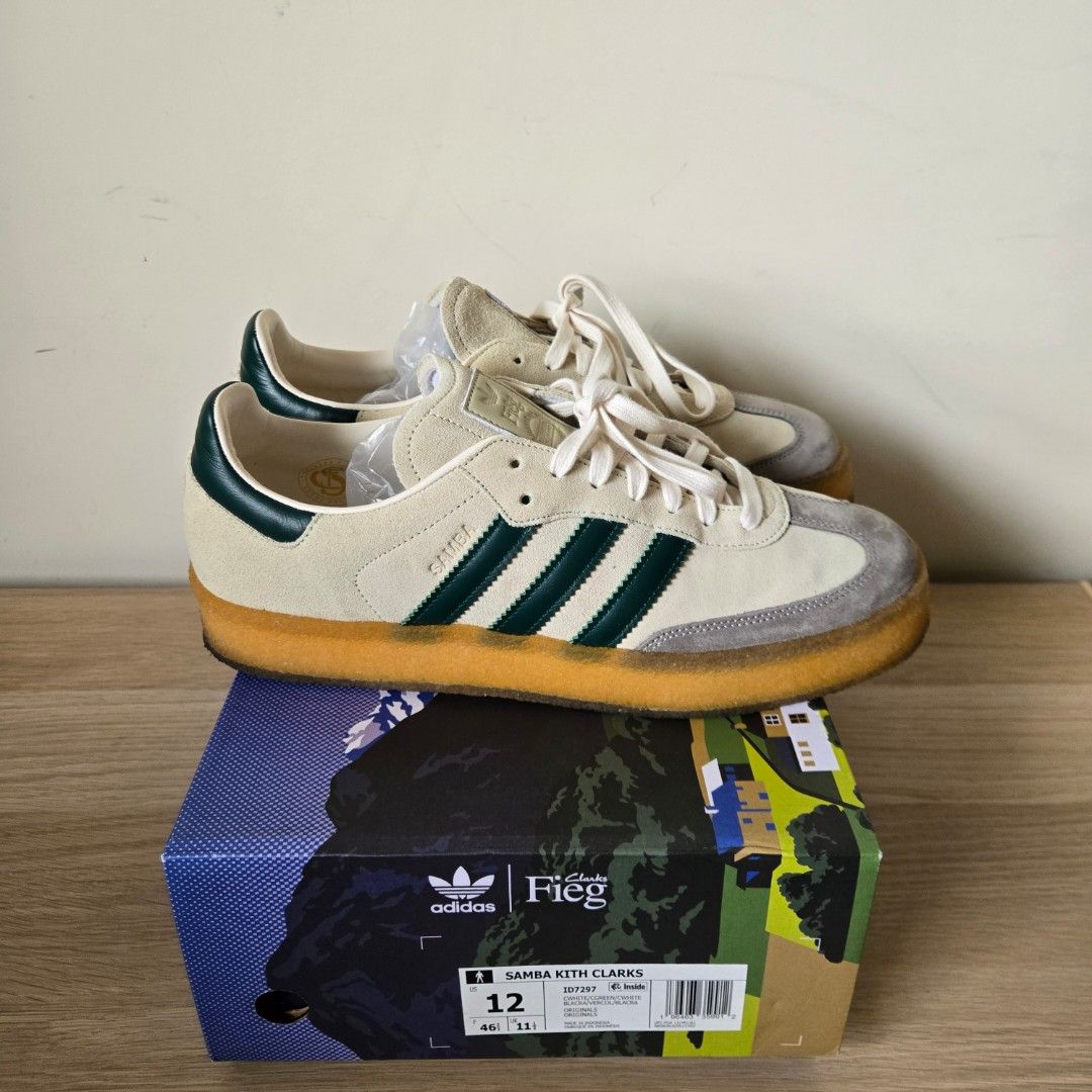 adidas gazelle silver green womens Adidas x Kith x Clarks Unisex 8th Street Samba Shadow Green Low Top Sneakers