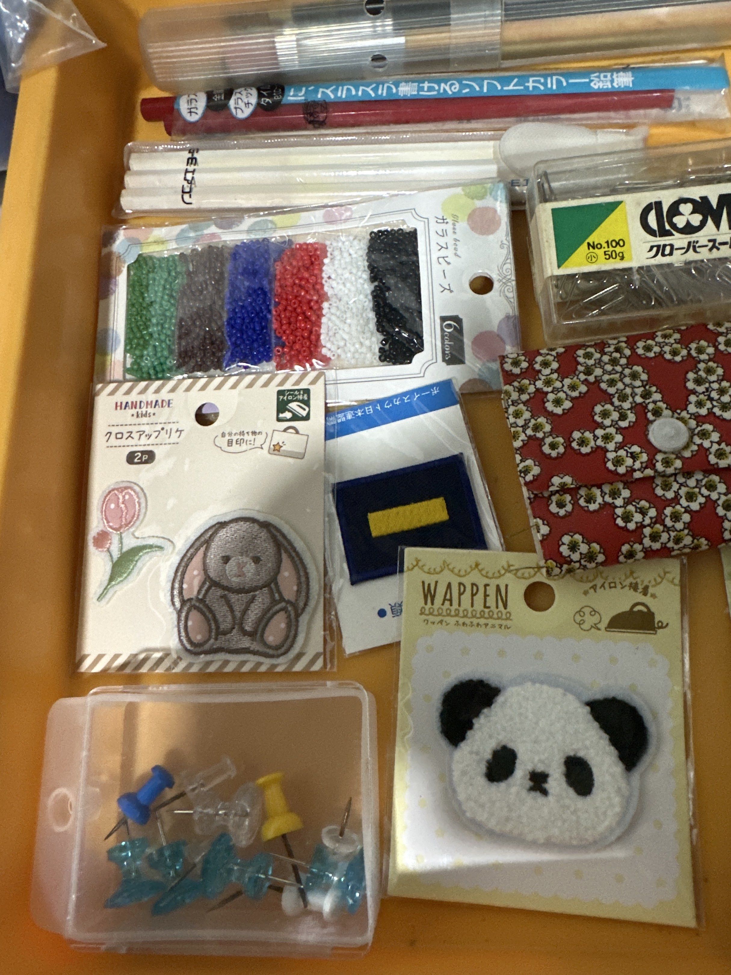 Assorted Craft Supplies - Beads, Ribbons, Patches (Category: Craft Supplies & Tools) located in Cainta. Submitted by shopbyyna (Listing ID 1421011965, Image 2). Description: - Assorted beads in various colors and styles - Decorative patches - Aoyama designer ribbon - Sewing needles and paint brushes - Other small craft accessories - Perfect for DIY projects.