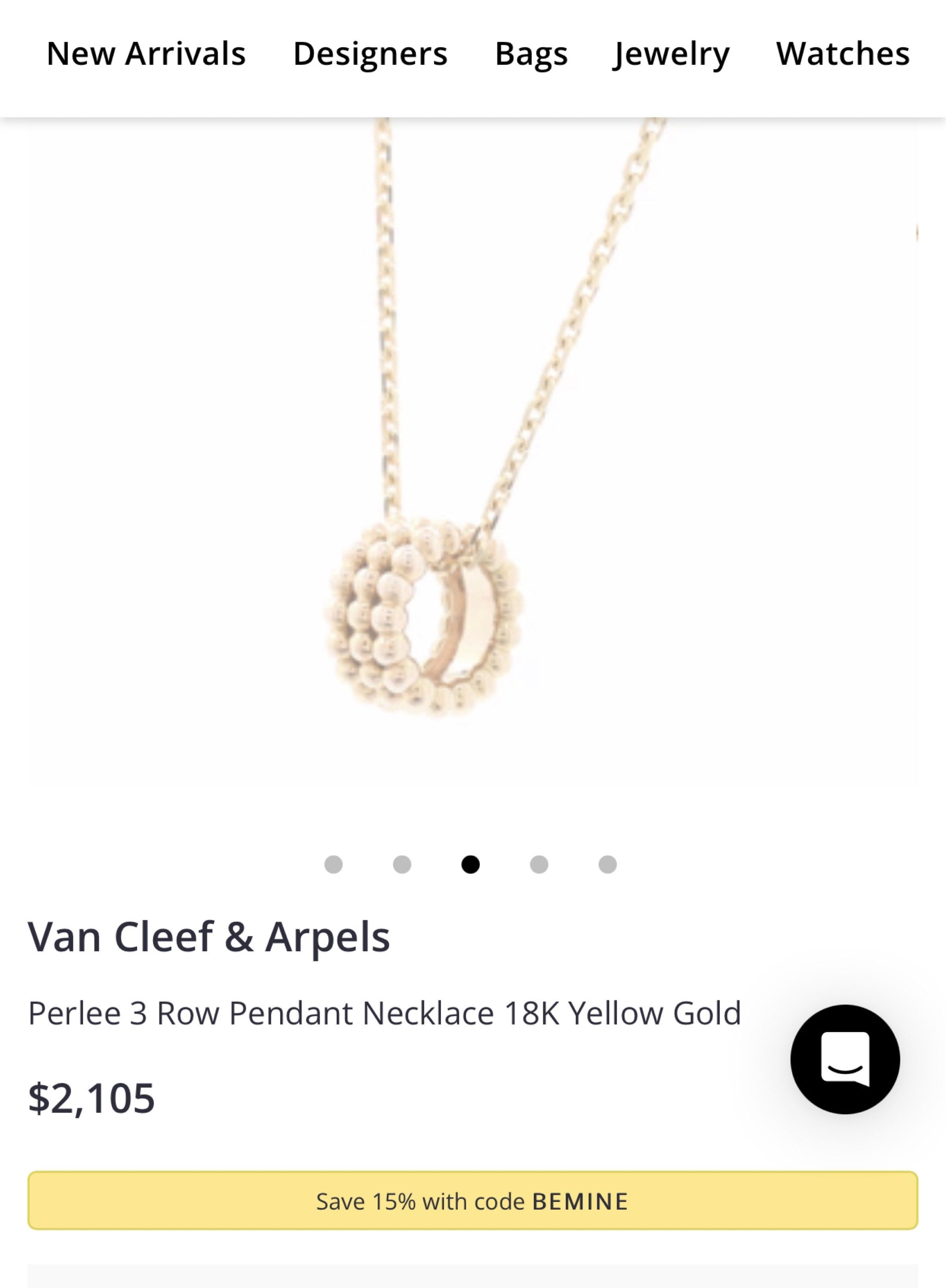 Auth Van cleef perlee necklace (Category: Necklaces) located in Muntinlupa City. Submitted by shoebizzness (Listing ID 1421025987, Image 1). Description: Guaranteed Auth money back guarantee Van cleef 3 row perlee necklace Necklace only Provided box 5.8 grams not selling per gram Complete assay on chain and the charm This is normally sold separately in vca stores Meet up mkt or alabang .