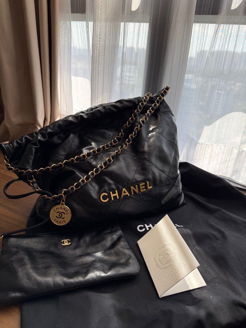 Authentic Chanel 22 Medium GHW Bag (Category: Luxury Bags & Wallets) located in Quezon City. Submitted by breakmyfashion (Listing ID 1421046860, Image 1). Description: Comes in full set with receipt, box, paperbag and dust bag. .