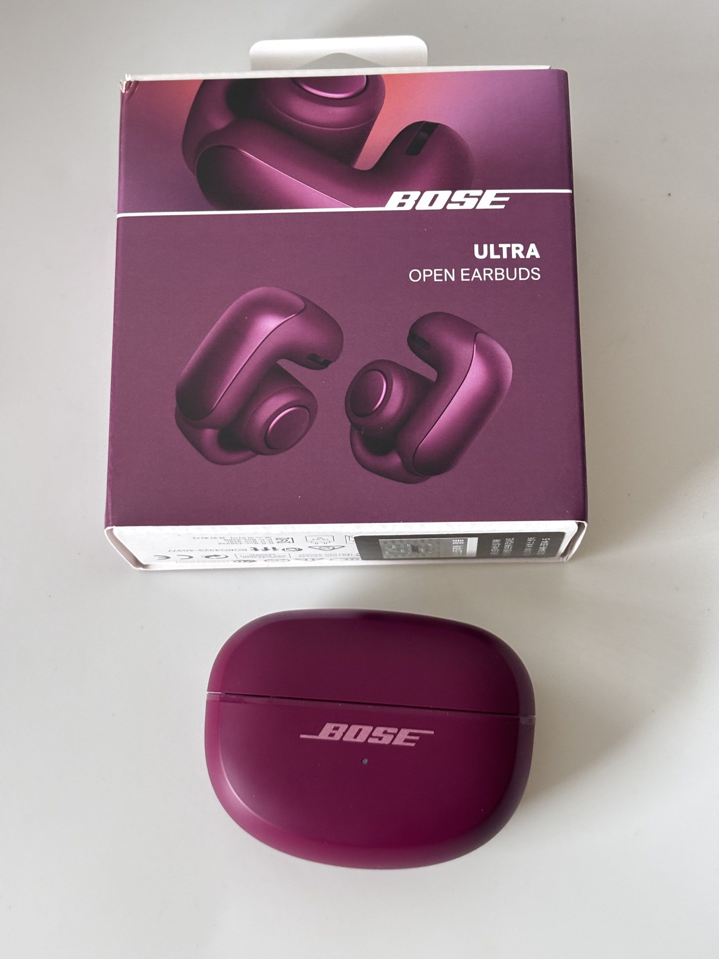Bose Ultra Open Earbuds (Category: Earphones) located in Cebu City. Submitted by aryssscloset (Listing ID 1421032913, Image 2). Description: Authentic Bose Ultra Open Earbuds In Deep Plum color Special edition color Very pretty and very comfortable when worn Newly bought Cebu based Can ship outside Cebu via LBC COP .