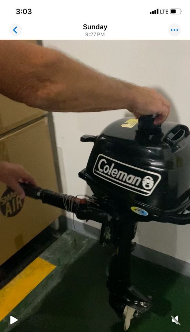 Coleman 2.6 Four Stroke Outboard Motor (Category: Everything Else Others) located in Pasig City. Submitted by hsw009 (Listing ID 1421000852, Image 3). Description: - Coleman 2.6 Four Stroke outboard motor Serviced by Suzuki marine dealer in February 2026 - Sleek black finish - Convenient carrying handle - Designed for marine use - Includes CE marking.