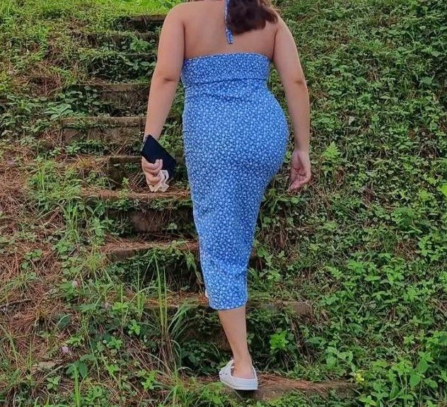 Floral Halter Blue Backless Dress (Category: Dresses) located in Quezon City. Submitted by tianaa_ (Listing ID 1421100237, Image 3). Description: Size S but fits S-M or even semi large.