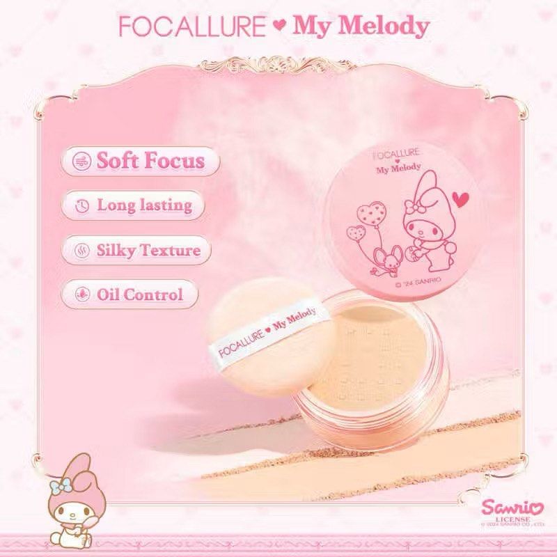 [FOCALLURE x Sanrio] My melody - Setting powder (Category: Makeup) located in Taguig. Submitted by love_erlincb (Listing ID 1421004113, Image 2). Description: Available stock: •#02 natural - 3 All posted items are brand new and sealed. — MOP: Gcash/ BPI/ Maya MOD: • Same day delivery via Lalamove, Grab, etc. • J&T express 📍 Taguig city.