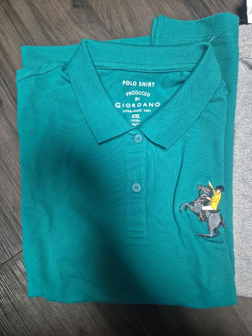 Giordano Polo Shirt XXL (Category: Tshirts & Polo Shirts ) located in Manila. Submitted by cutefinds (Listing ID 1421055366, Image 2). Description: - Giordano polo shirts - Available in gray and teal - Size: XXL - Embroidered horse design - Brand new with tags - Material: Cotton - Perfect for casual wear - Comfortable and stylish.