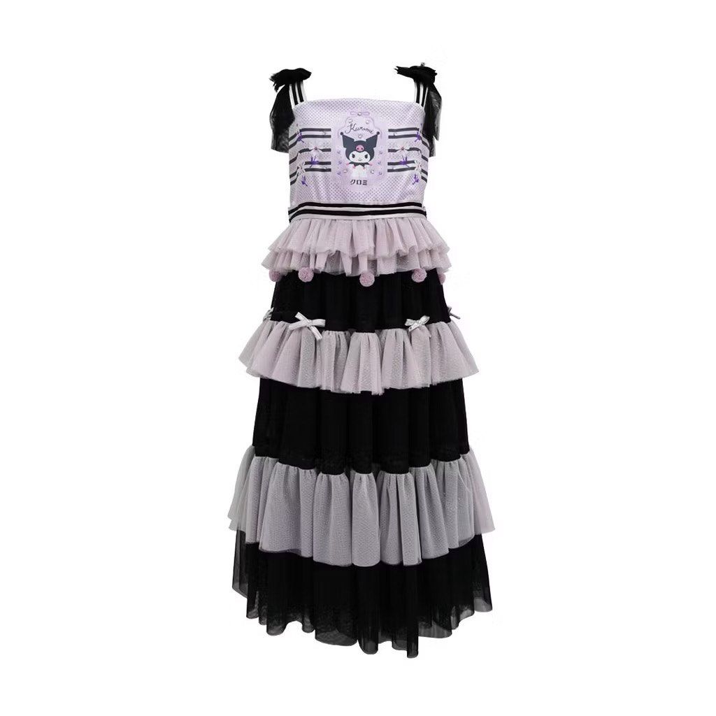 Kuromi Ruffle Tiered Dress (Category: Dresses) located in General Mariano Alvarez. Submitted by donnabeys (Listing ID 1420976676, Image 3). Description: Size: 10-11yrs old (2,700 each) Used once, ginamit lang pang photoshot. 🤗 Pwedeng pwede sa maselan. Lalamove ready 🛵.
