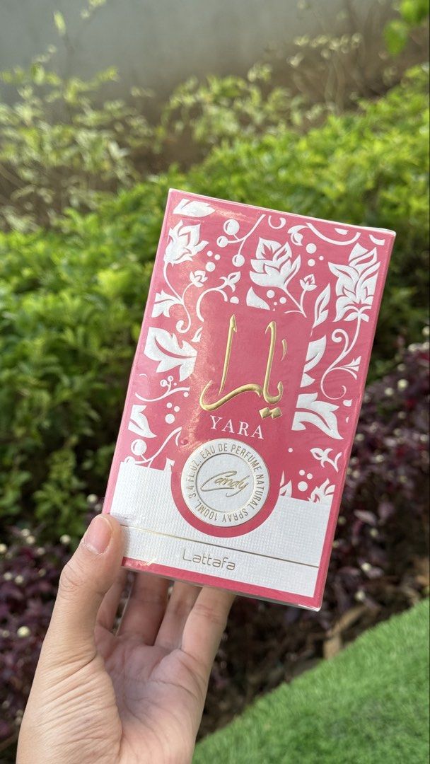 Lattafa Yara Eau de Parfum Dark pink 100ml (Category: Fragrance & Deodorants) located in Manila. Submitted by tonyarzaga (Listing ID 1421062868, Image 1). Description: - Lattafa Yara Eau de Parfum - 100ml bottle - Box design: Pink and white floral - Type: Natural spray - Brand: Lattafa.