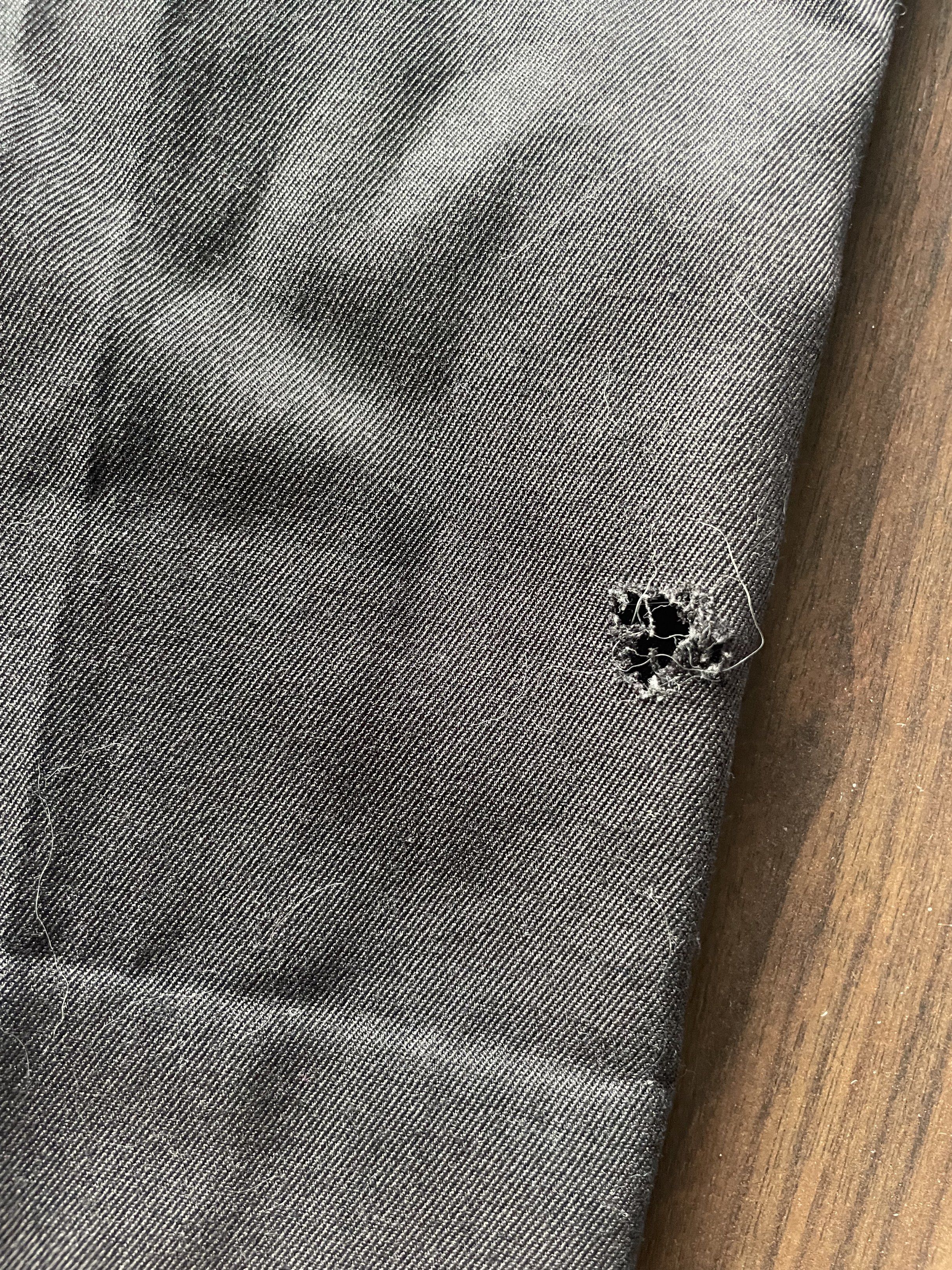 Mista K Custom Tailor Black Pants slacks (Category: Jeans) located in Quezon City. Submitted by andreaaa_______ (Listing ID 1420971227, Image 3). Description: second hand manage expectations has small hole by right leg bottom - repairs c/o buyer measurements in photos .