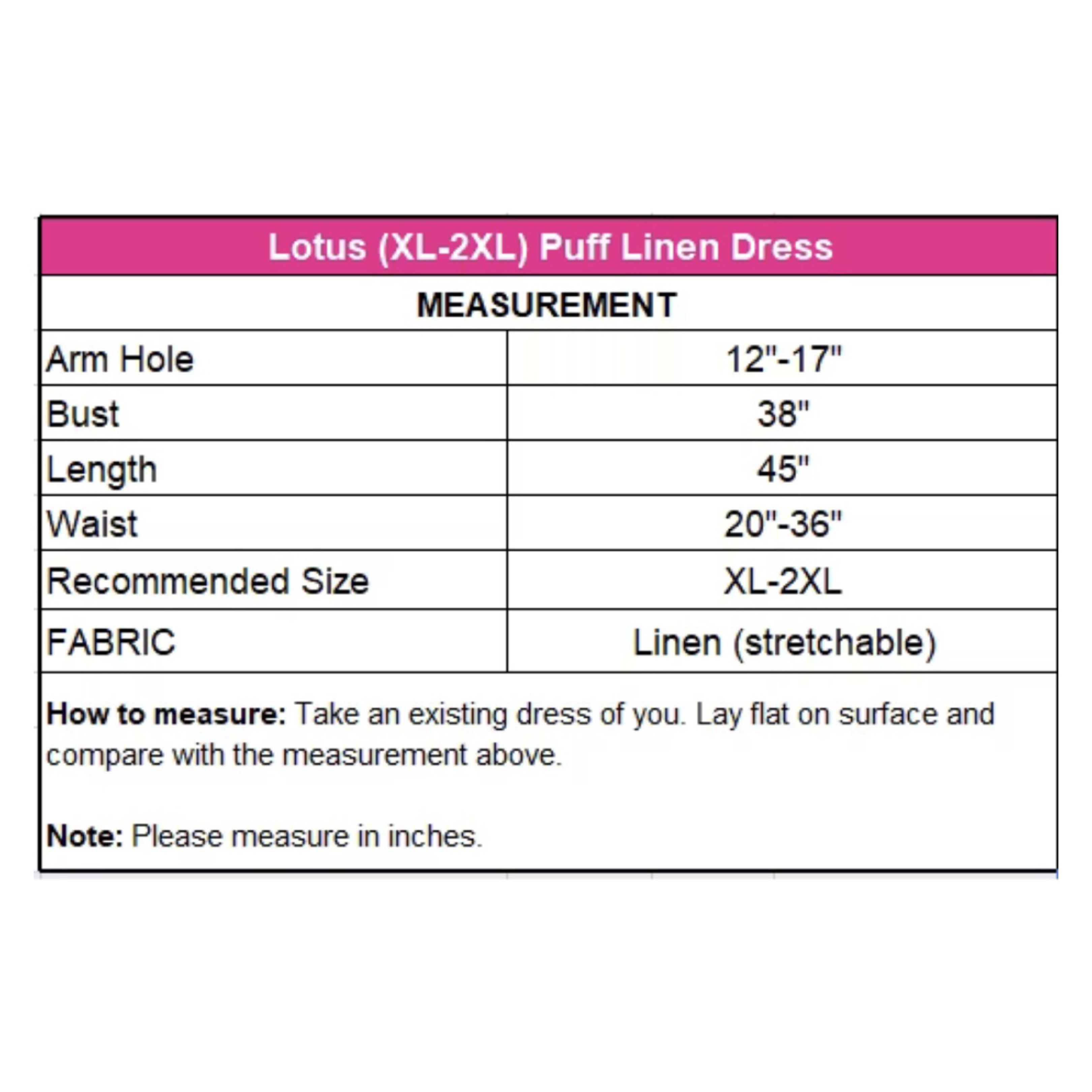 Plus Size Lotus Puff Linen Dress (Category: Dresses) located in Pasig City. Submitted by cp0613 (Listing ID 1421100623, Image 2). Description: used once only SRP PHP 450.