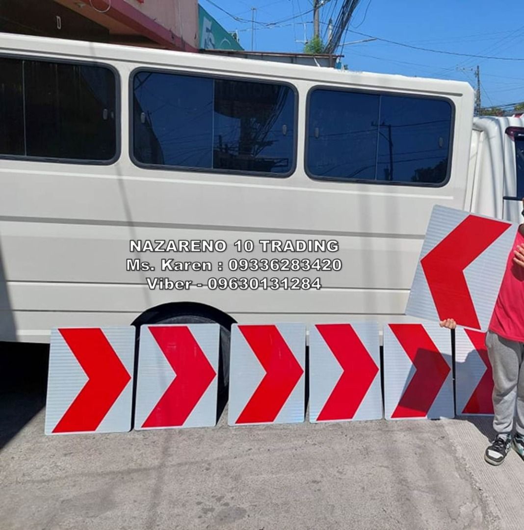 Road Chevron Sign Safety warning Sign (Category: Looking For) located in Bacoor. Submitted by kajezame.2021 (Listing ID 1420967465, Image 1). Description: Road Chevron Sign Safety warning Sign Also available: • Traffic cone • Parking Block stopper • Hooded trash bin • Road Plastic Barrier • Spill boom • Fishing buoy • Spill Kit • Stanchion Post • Rain Coat • Solar Arrow Board For More Details and Discount Contact Ms. Karen NAZARENO 10 TRADING 096