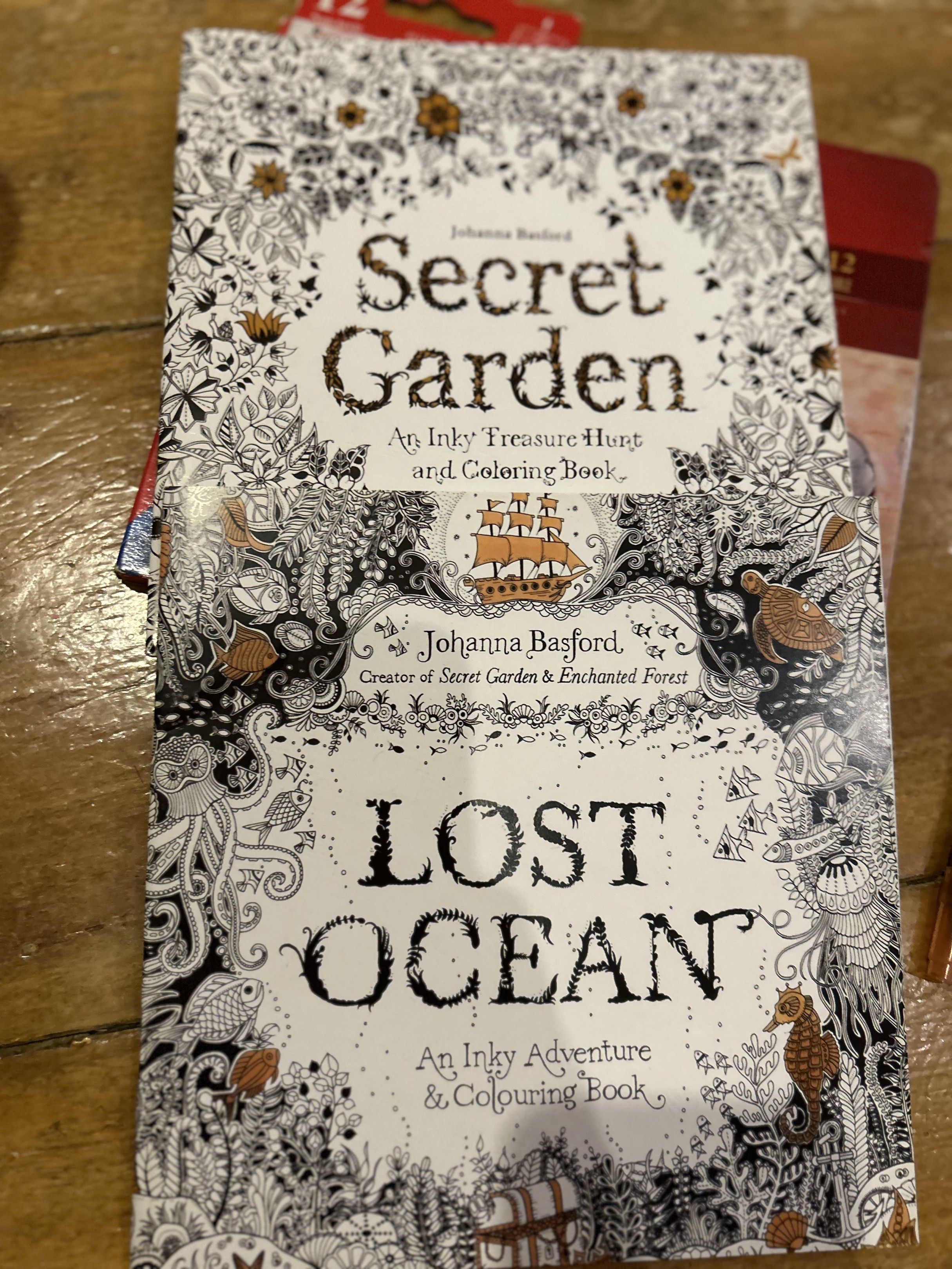 Secret Garden + Lost Ocean + Colored Pencils (Category: Storybooks) located in Quezon City. Submitted by clearshelf (Listing ID 1421060901, Image 2). Description: Coloring Book Bundle – Johanna Basford + Mondeluz + Faber-Castell Beautifully illustrated adult coloring books (Secret Garden & Lost Ocean). ✔ Ideal for de-stressing ✔ Pages clean unless stated otherwise.