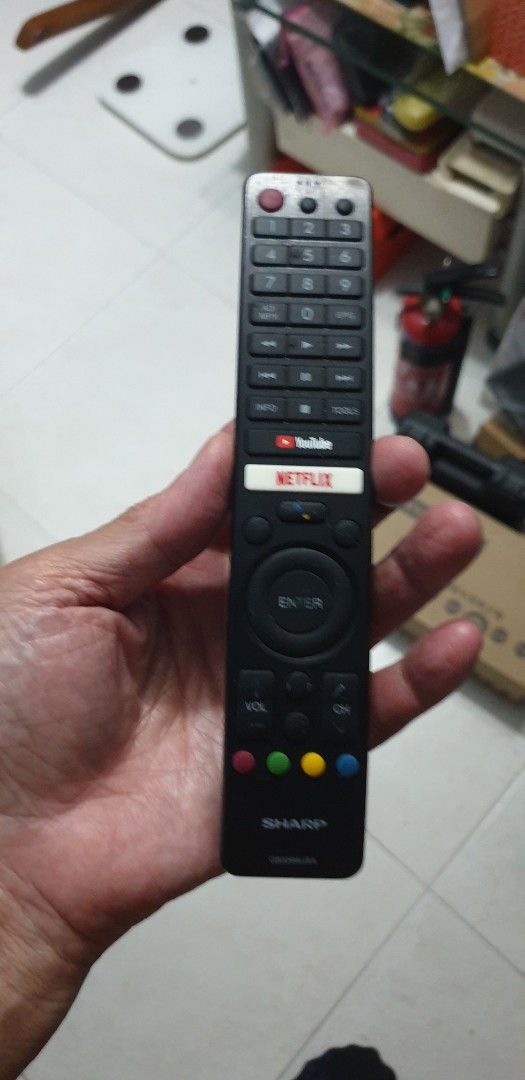 Sharp tv remote controller (Category: TV Parts & Accessories) located in Singapore. Submitted by sengkang-ranggung (Listing ID 1421058672, Image 1). Description: remote for Sharp andriod YouTube smart TV. Good working conditions. No back battery. As in picture. $18.80 .Ranggung lrt.