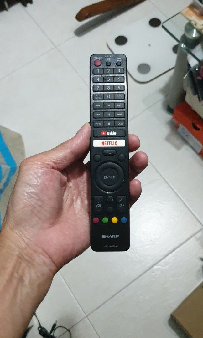 Sharp tv remote controller (Category: TV Parts & Accessories) located in Singapore. Submitted by sengkang-ranggung (Listing ID 1421058672, Image 3). Description: remote for Sharp andriod YouTube smart TV. Good working conditions. No back battery. As in picture. $18.80 .Ranggung lrt.